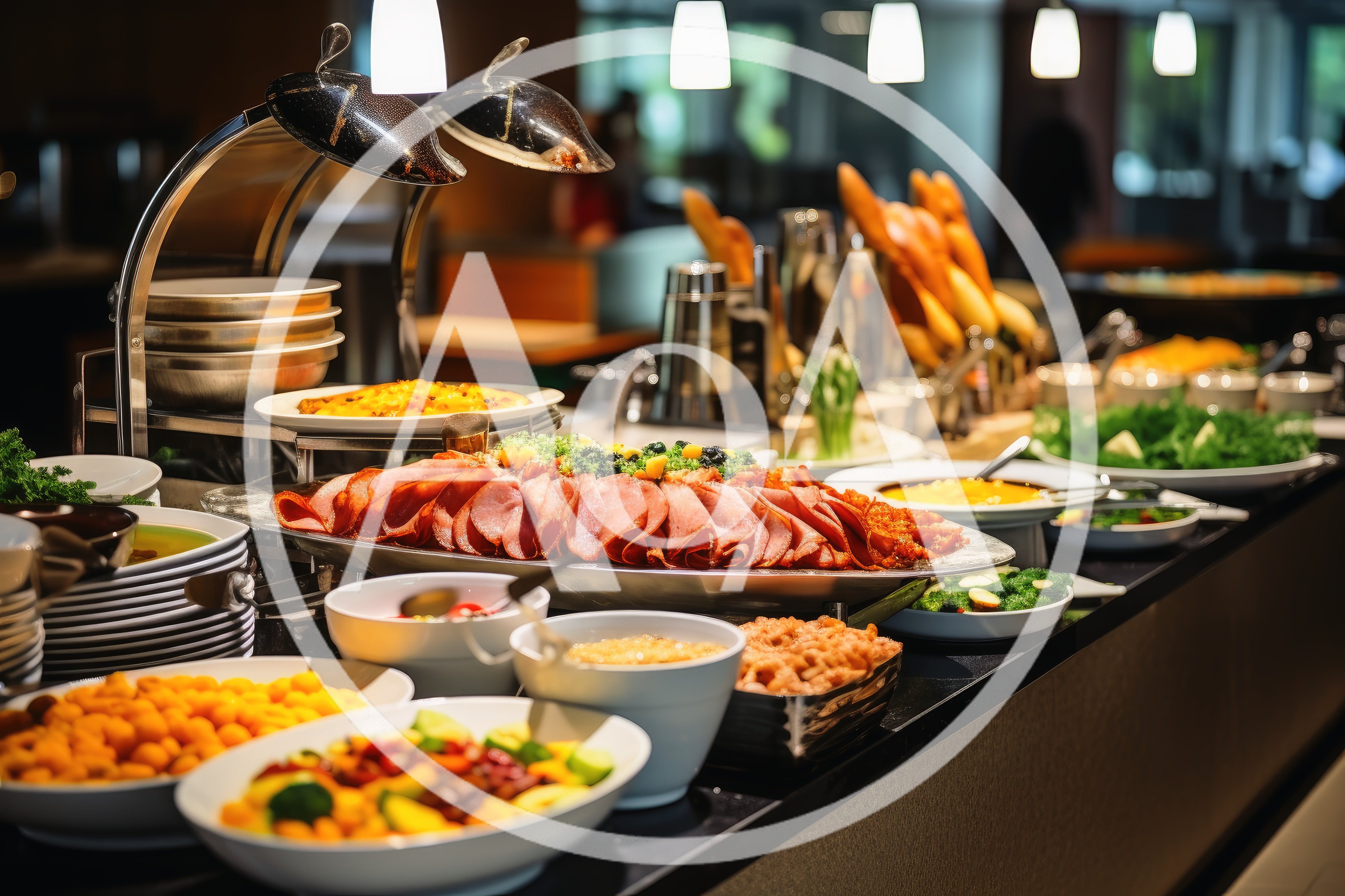 Gourmet Buffet Spread With Sliced Meats And Salads