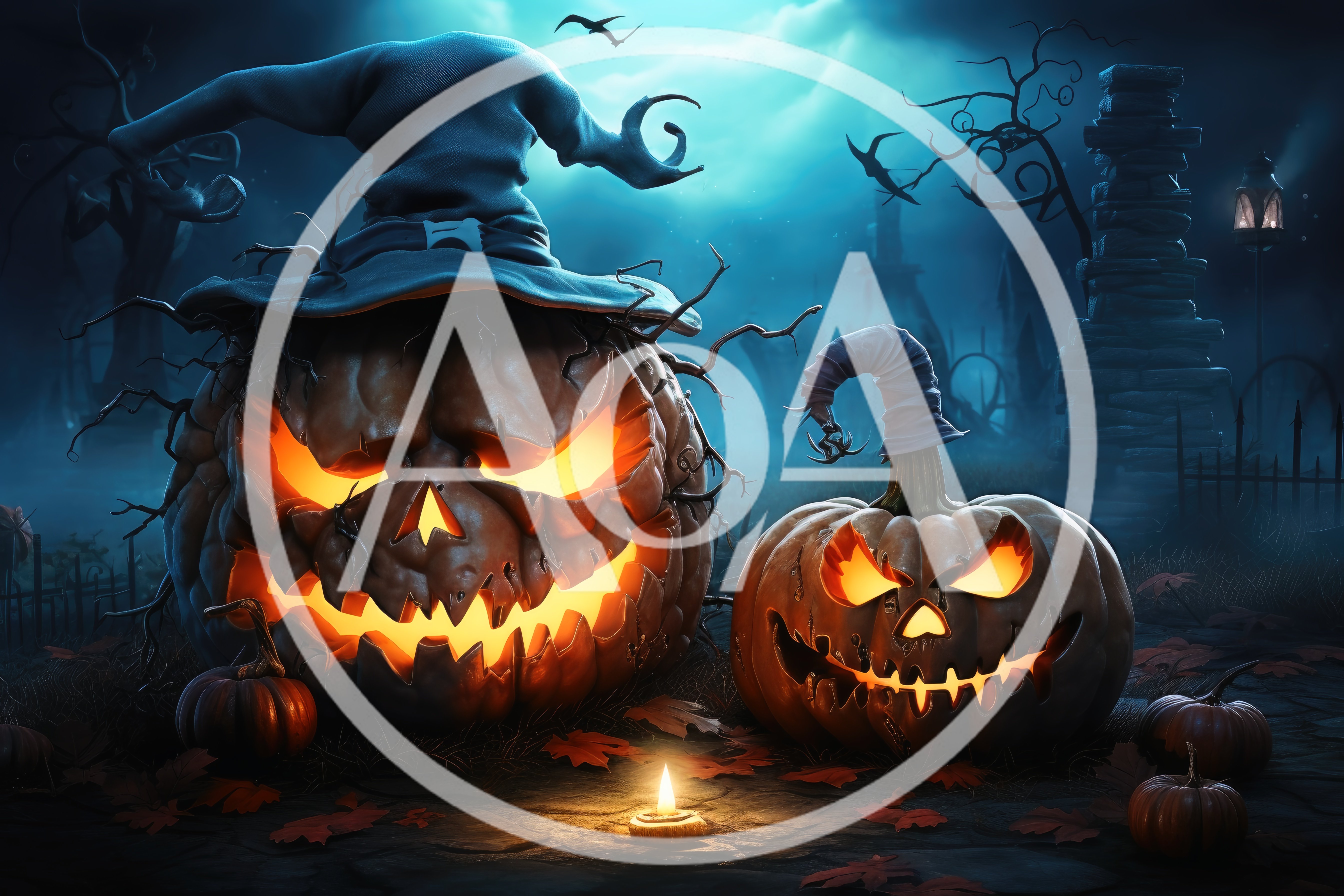 Spooky Jack O Lanterns In A Haunted Graveyard