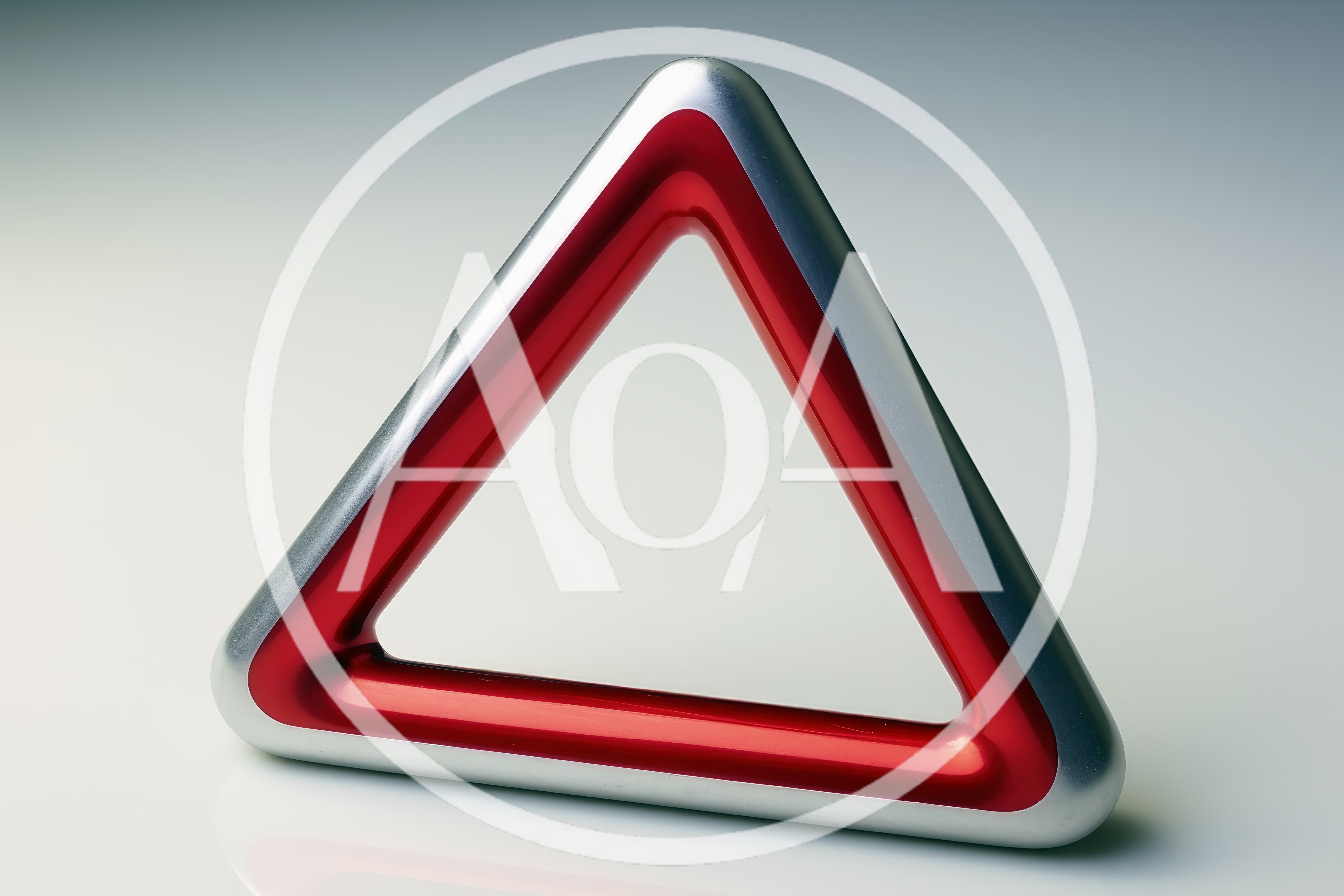 Modern Red And Silver Triangular Warning Sign
