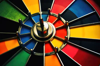 Close Up Of A Colorful Spinning Game Wheel