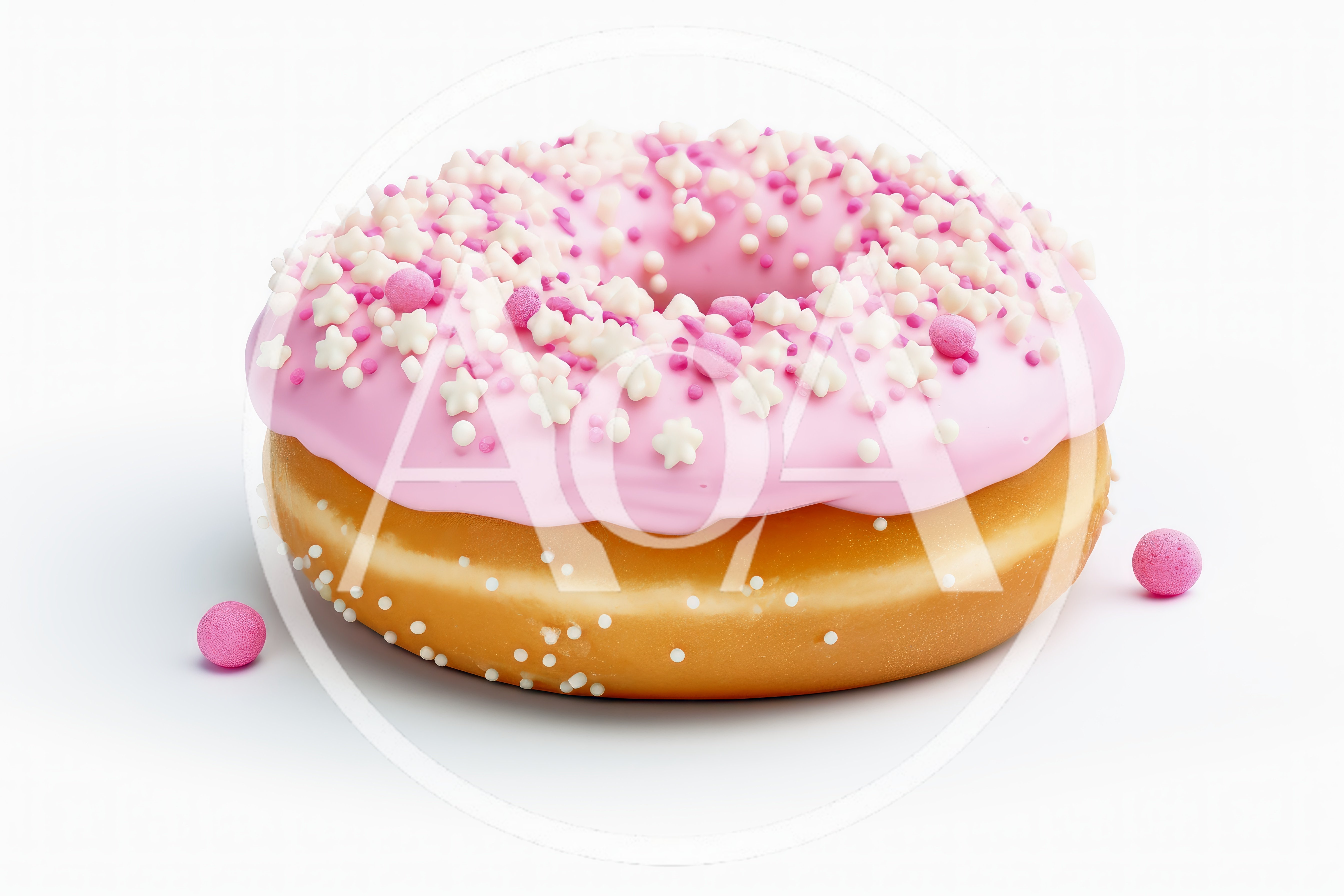 Pink Frosted Donut With Star Sprinkles