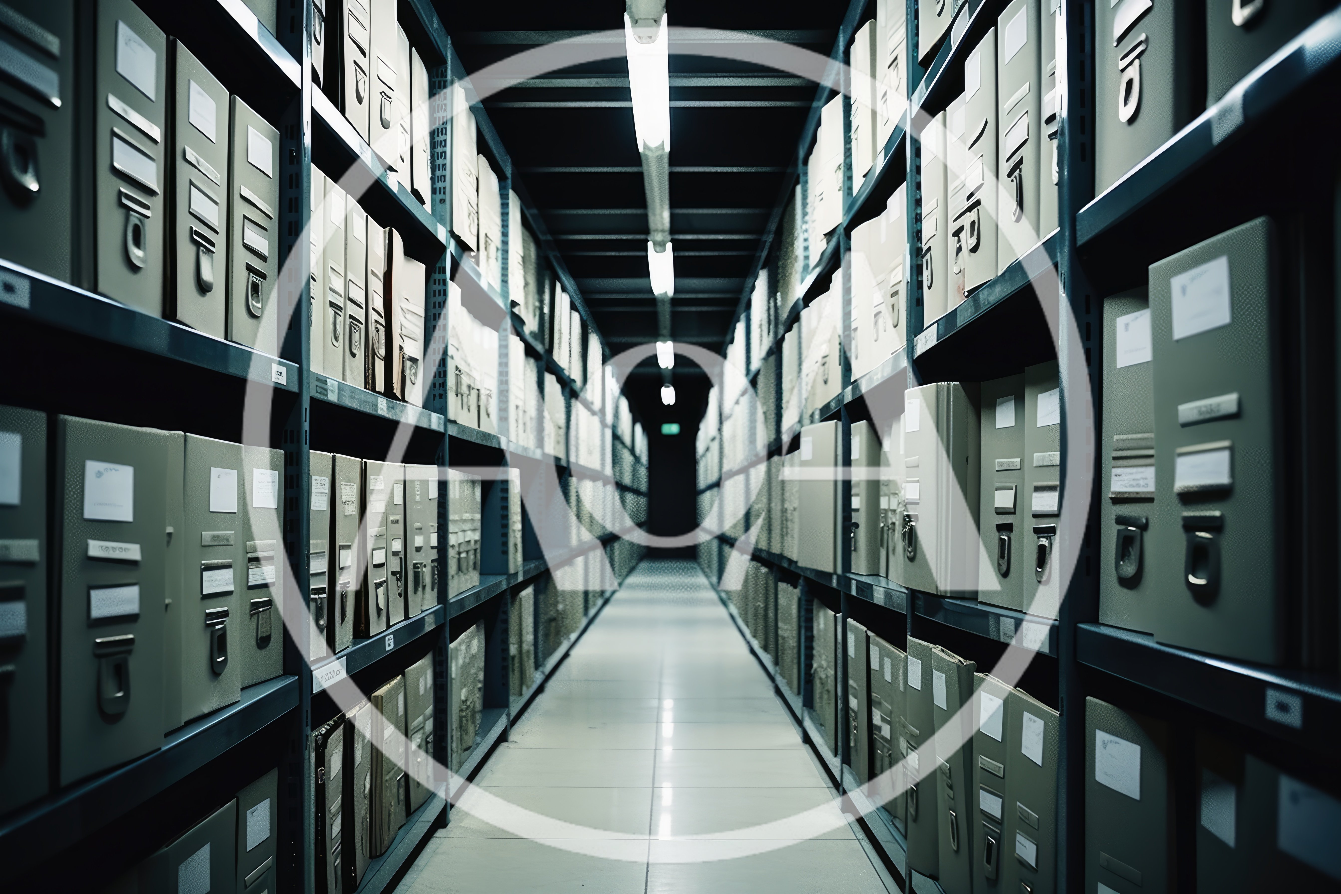 Rows Of Archive Boxes In A Storage Facility