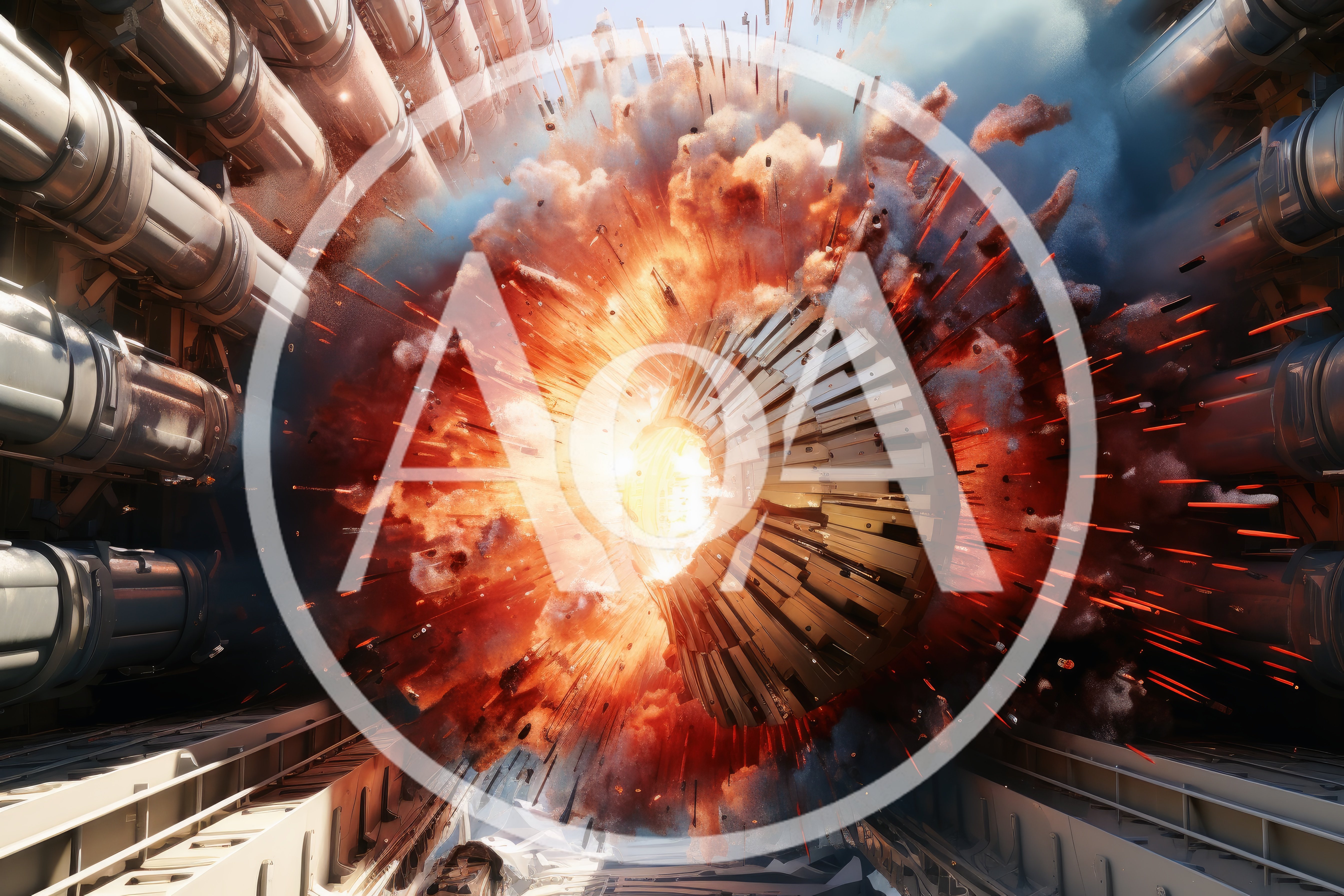 Futuristic Space Station Core Reactor Explosion