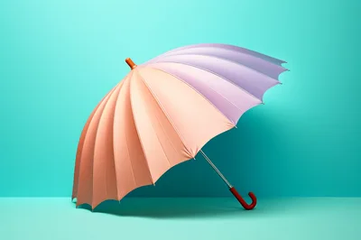 Pastel Colored Umbrella Against A Teal Background