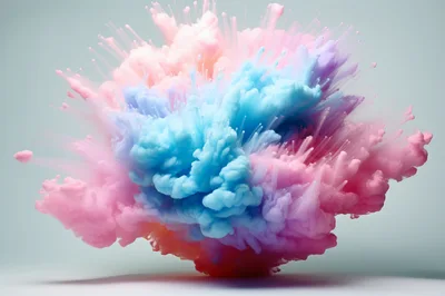Abstract Explosion Of Pink And Blue Ink Clouds