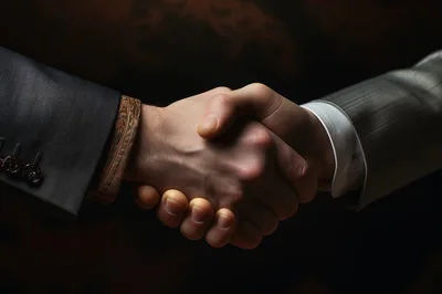 Professional Business Handshake Between Two Men In Suits