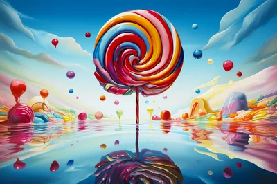 Surreal Lollipop Tree In A Candy Landscape