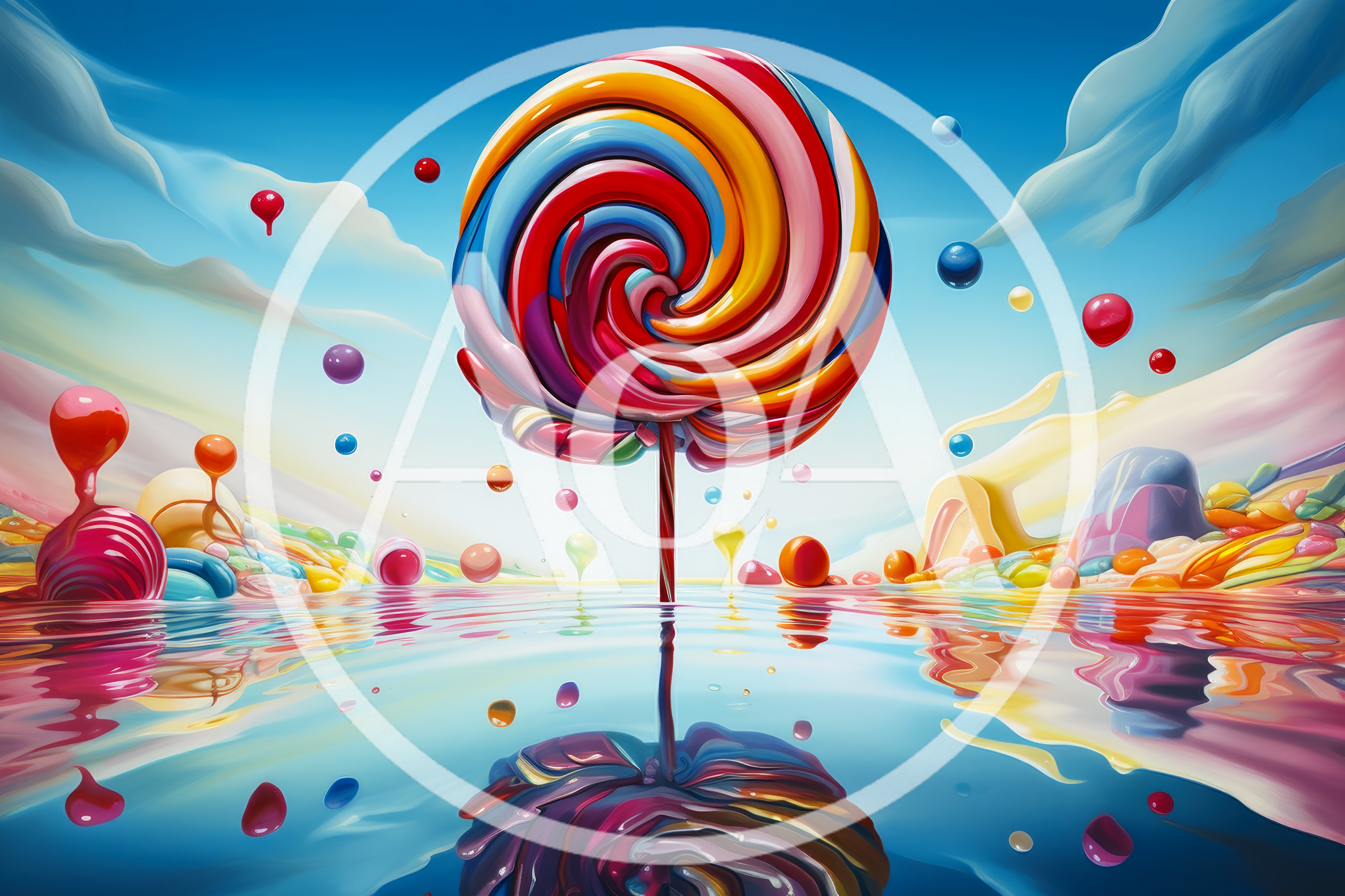 Surreal Lollipop Tree In A Candy Landscape