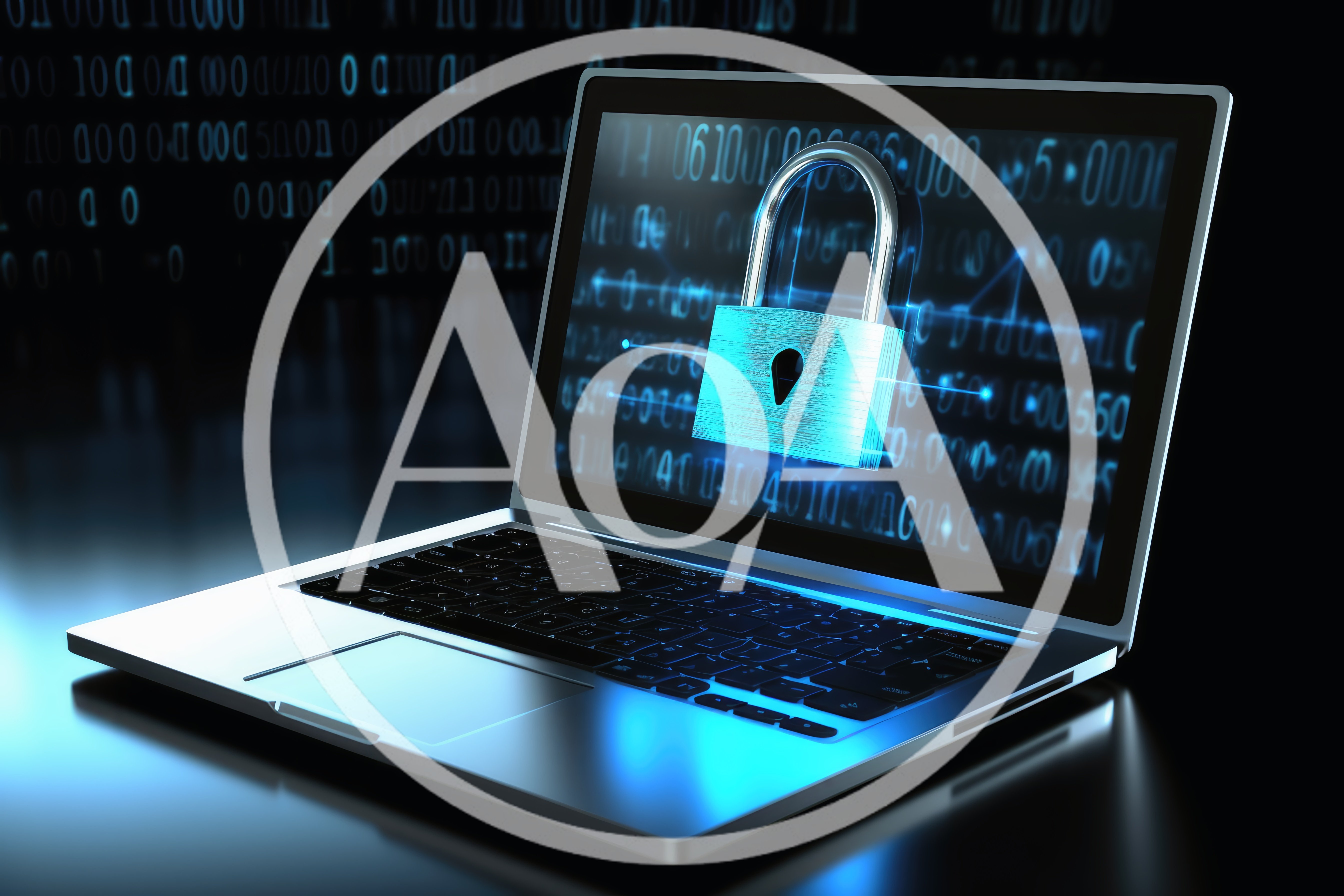 Cyber Security Concept With Digital Padlock On Laptop Screen