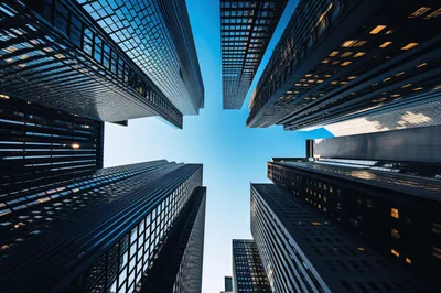 Low Angle View Of Modern Skyscrapers In City Center