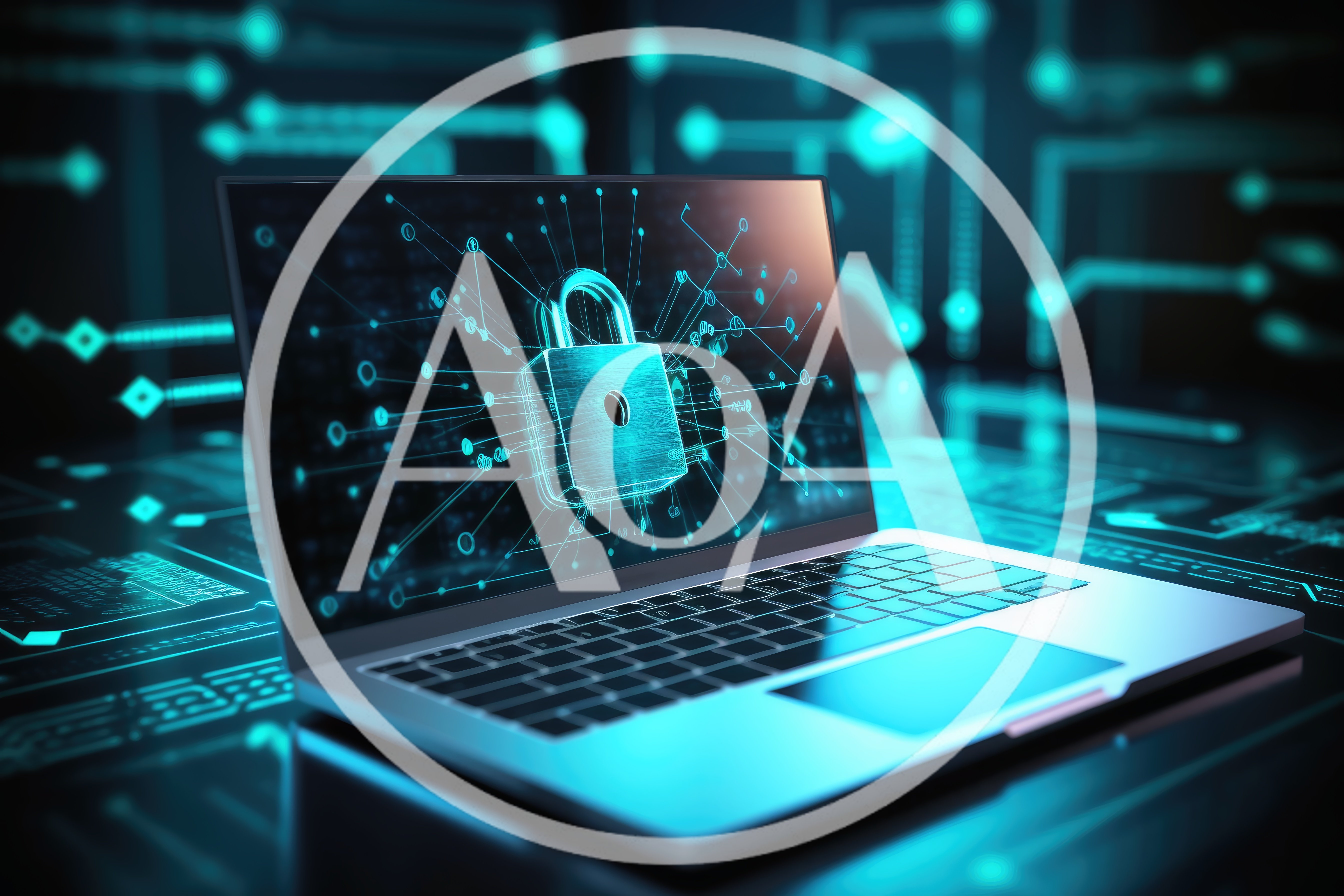 Cybersecurity Concept With Digital Padlock On Laptop Screen