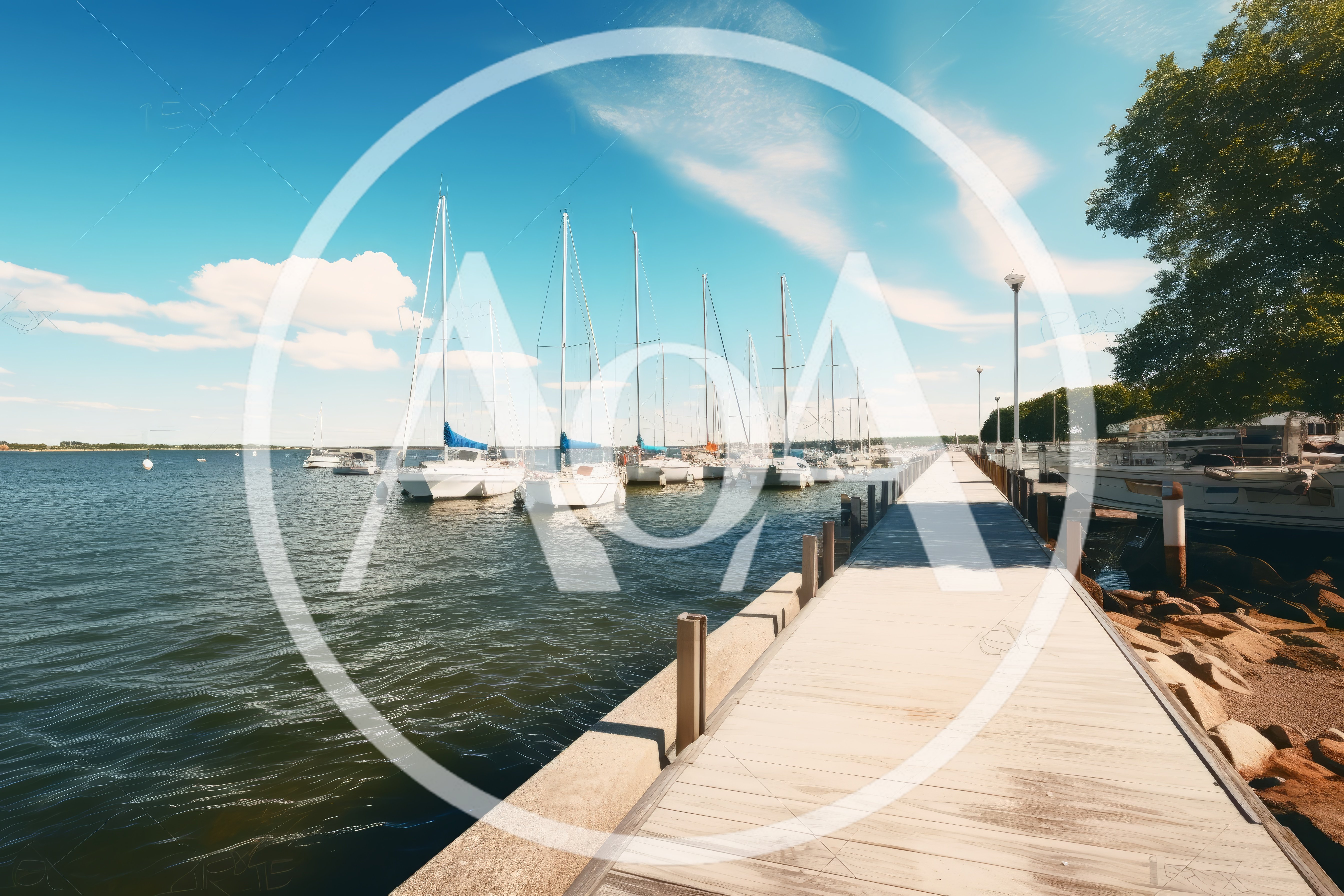 Sailboats Moored Along A Wooden Pier At Marina