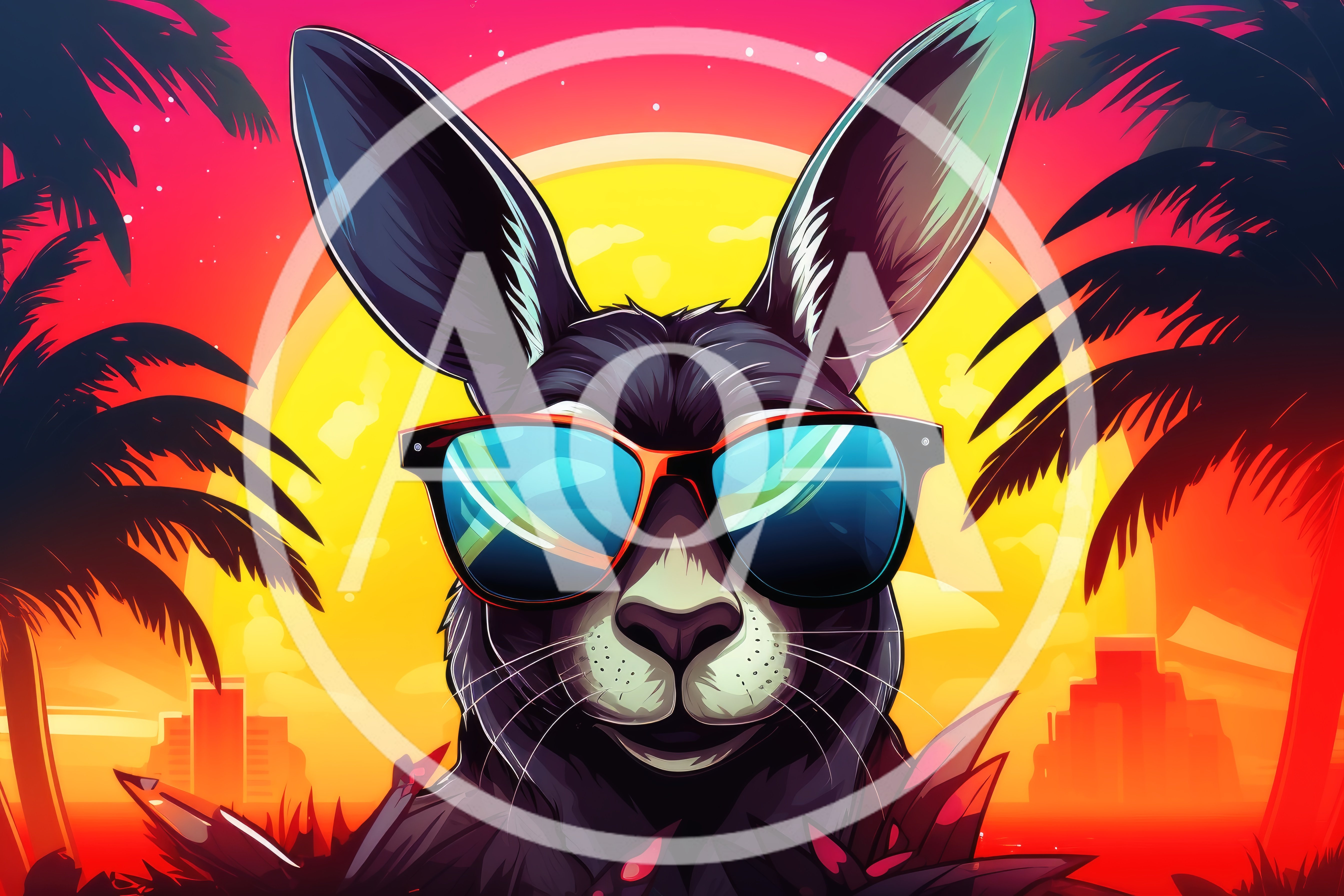Cool Kangaroo Wearing Sunglasses In Tropical Sunset