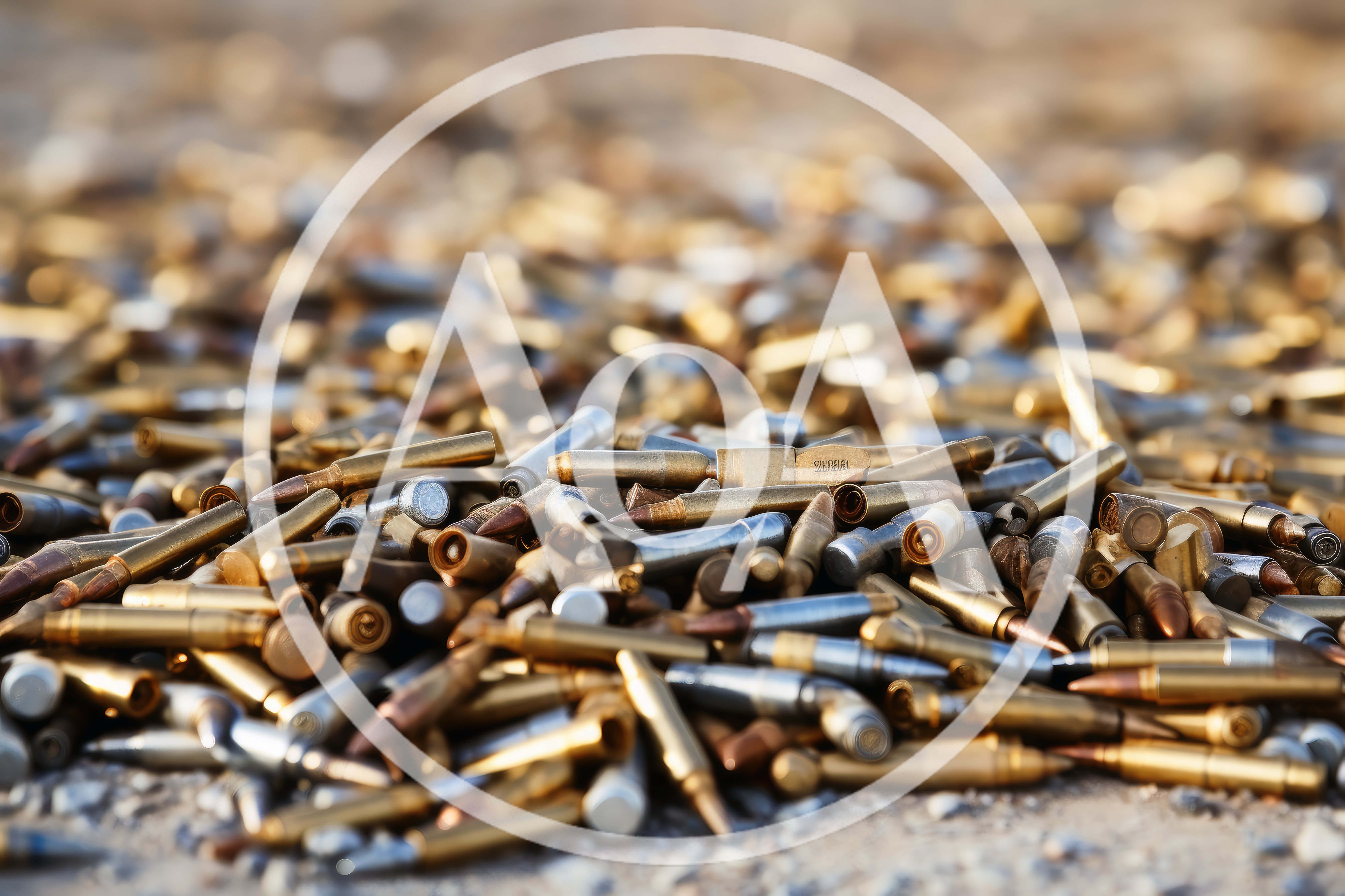 Pile of Spent Brass Rifle Cartridge Casings
