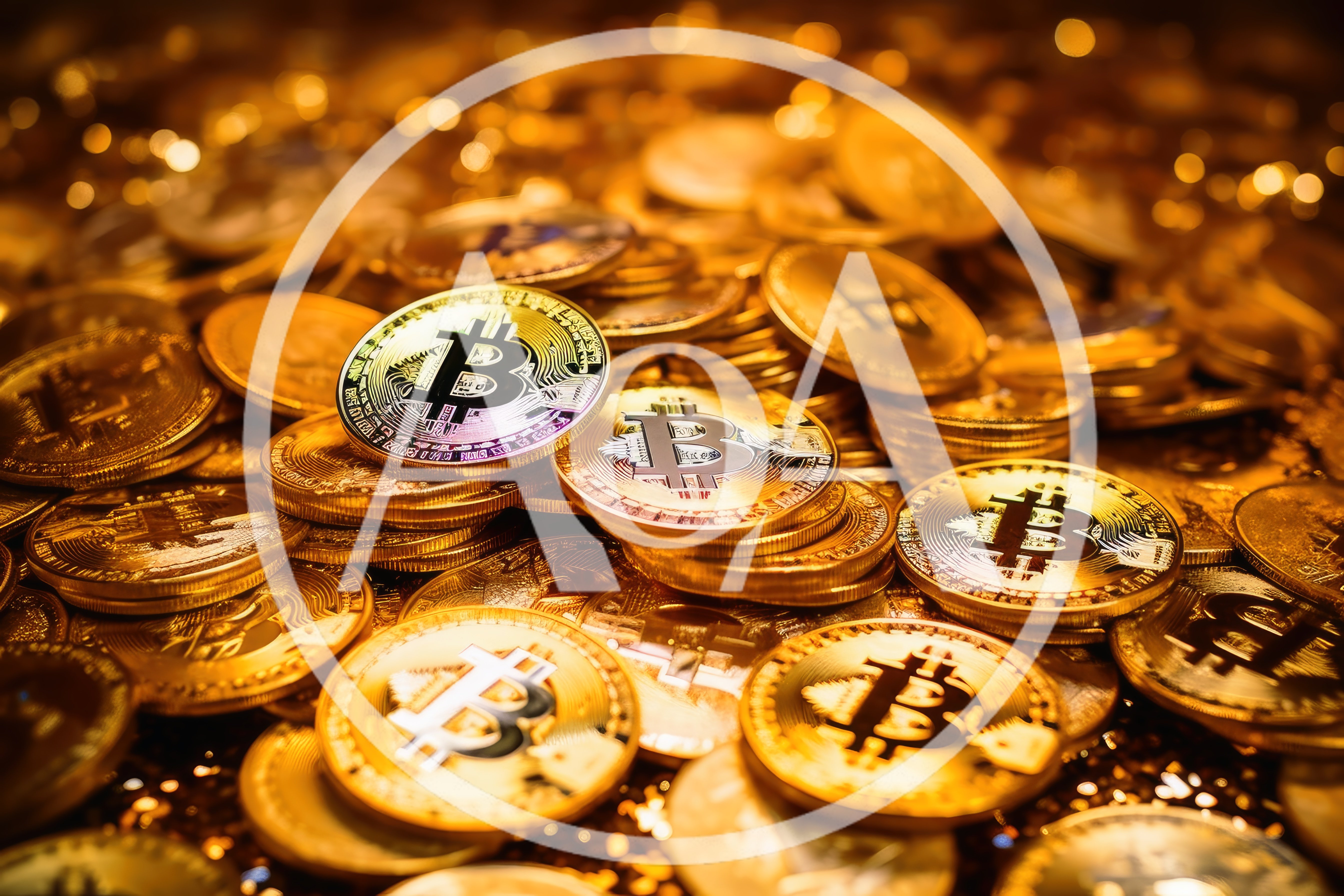 Pile Of Golden Bitcoin Cryptocurrency Coins