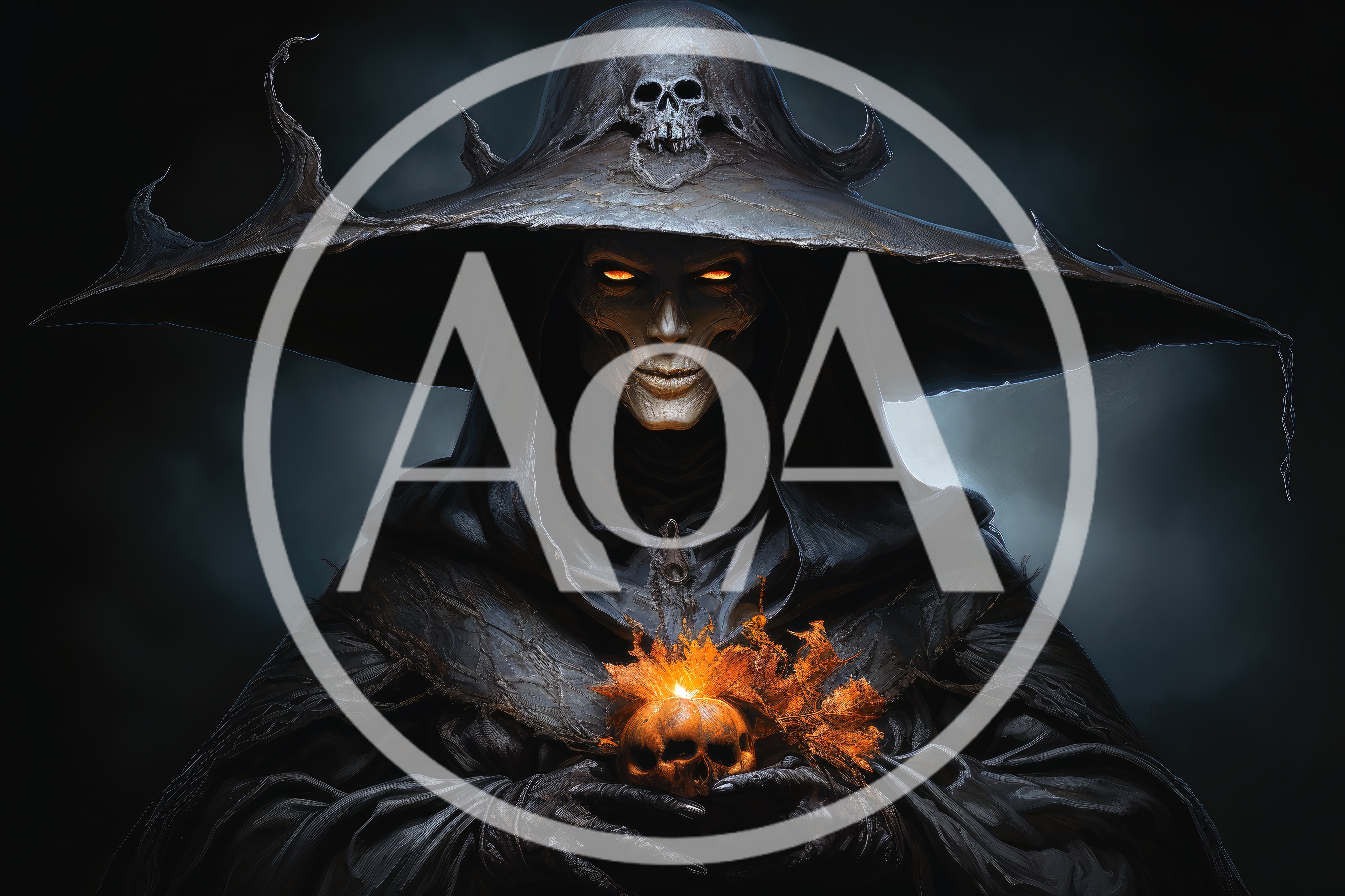 Dark Fantasy Necromancer Holding A Glowing Skull