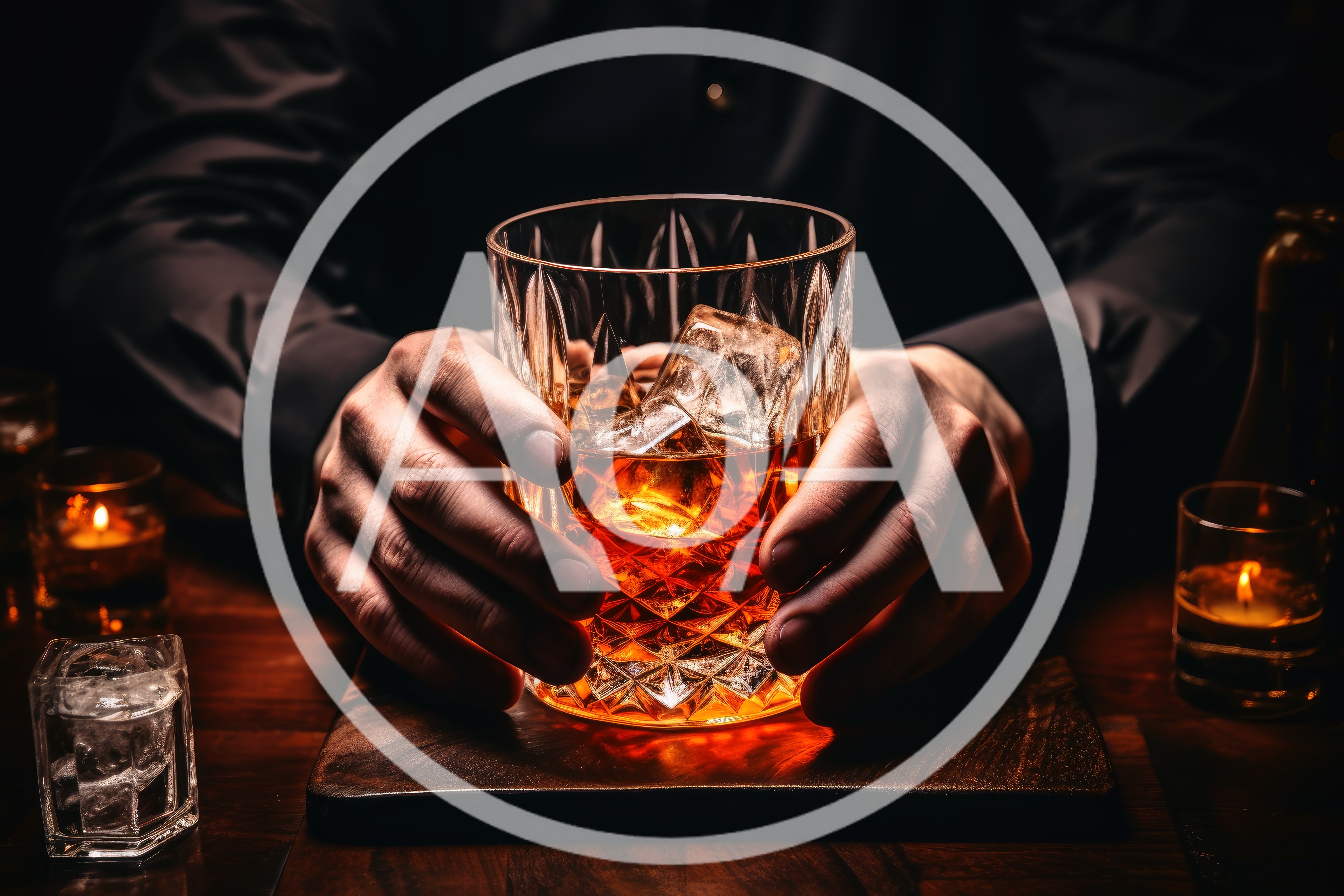 Man Holding A Crystal Glass Of Whiskey With Ice