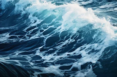 Powerful Ocean Wave Crashing With White Sea Foam