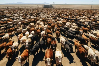 Large Herd Of Cattle In A Feedlot