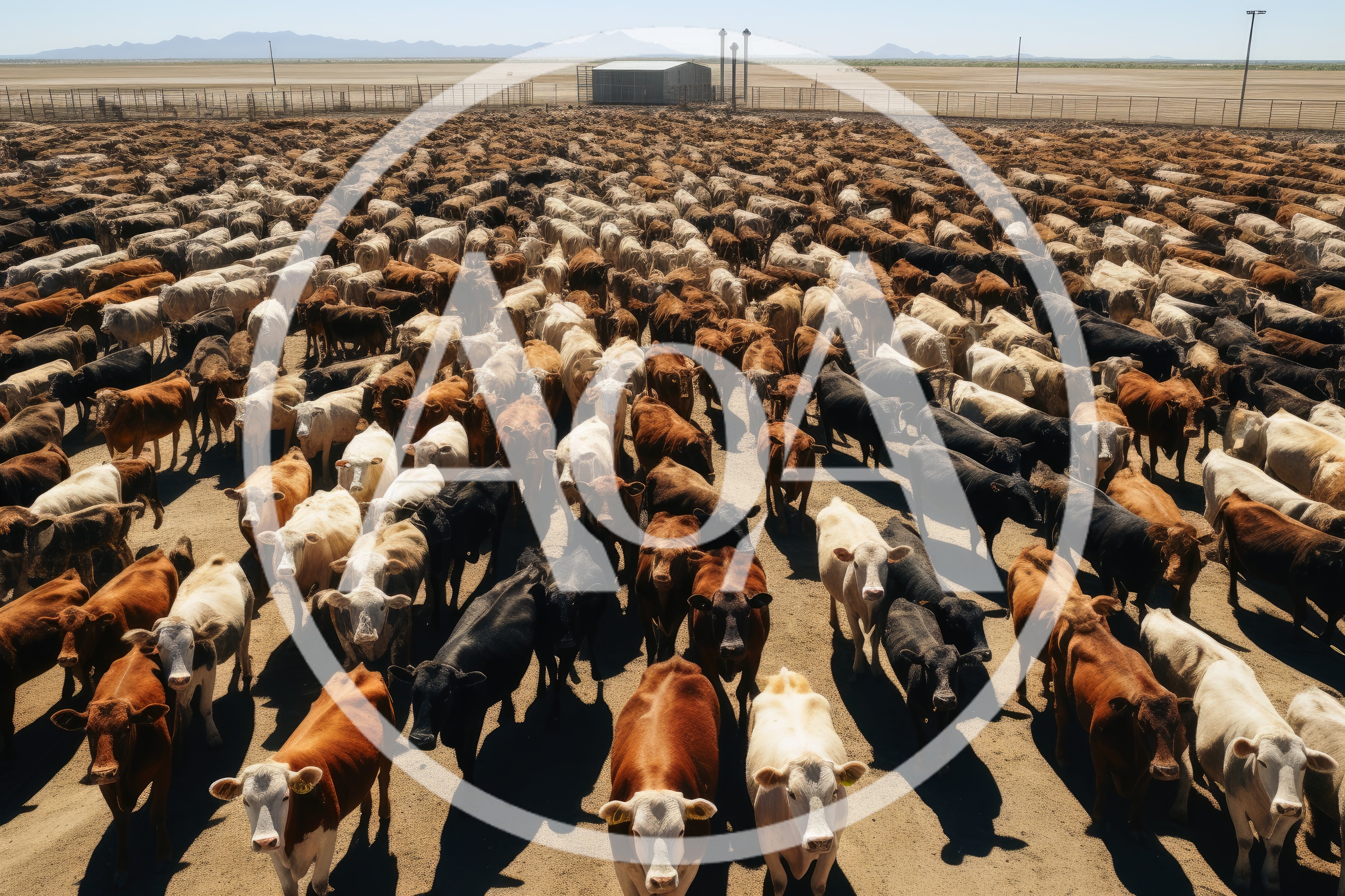 Large Herd Of Cattle In A Feedlot