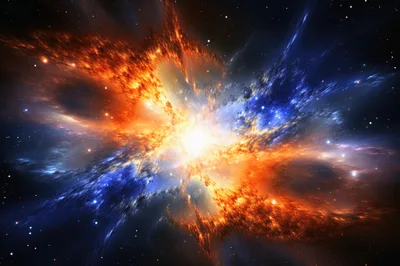 Cosmic Supernova Explosion In Deep Space