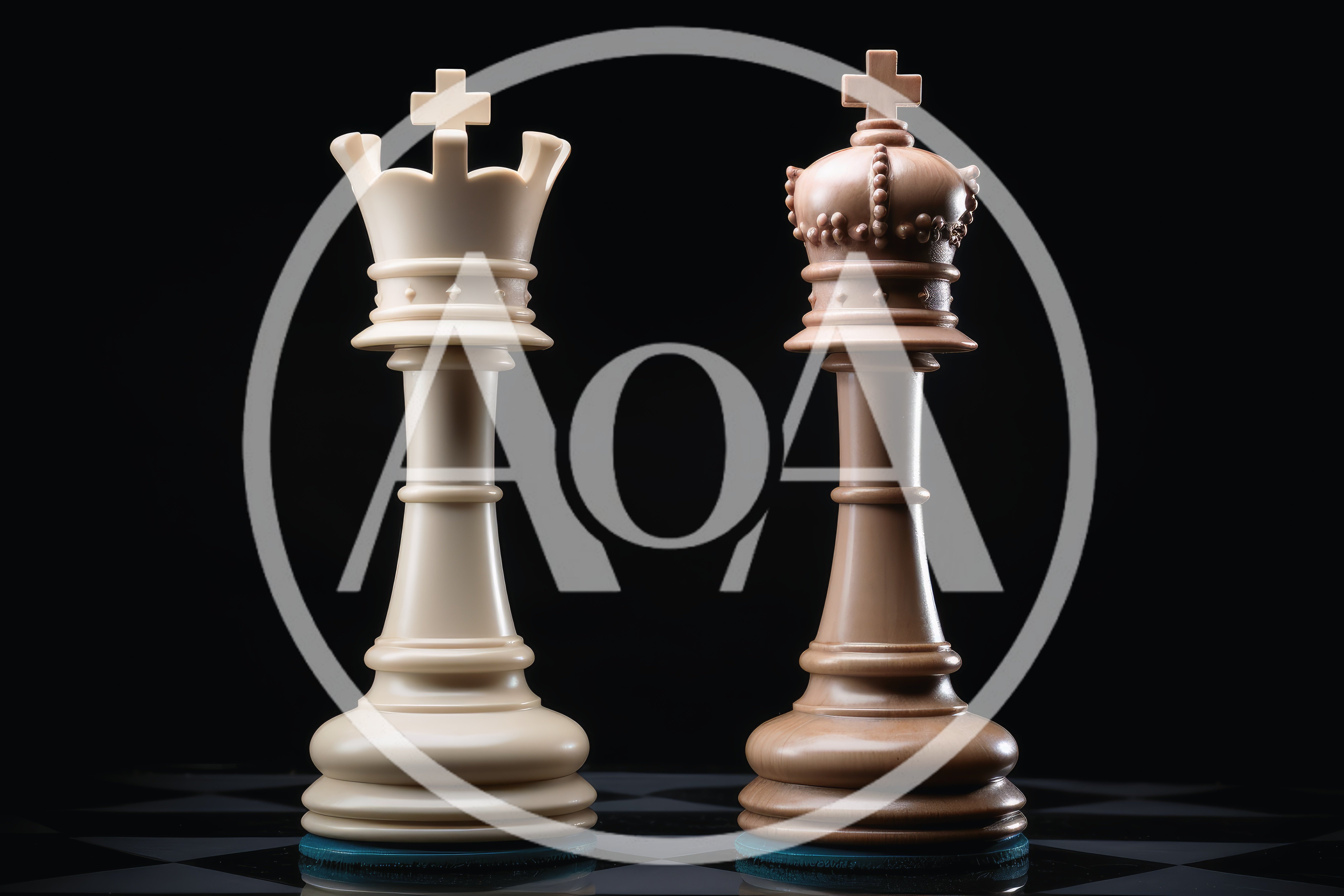 White Queen and Brown King Chess Pieces