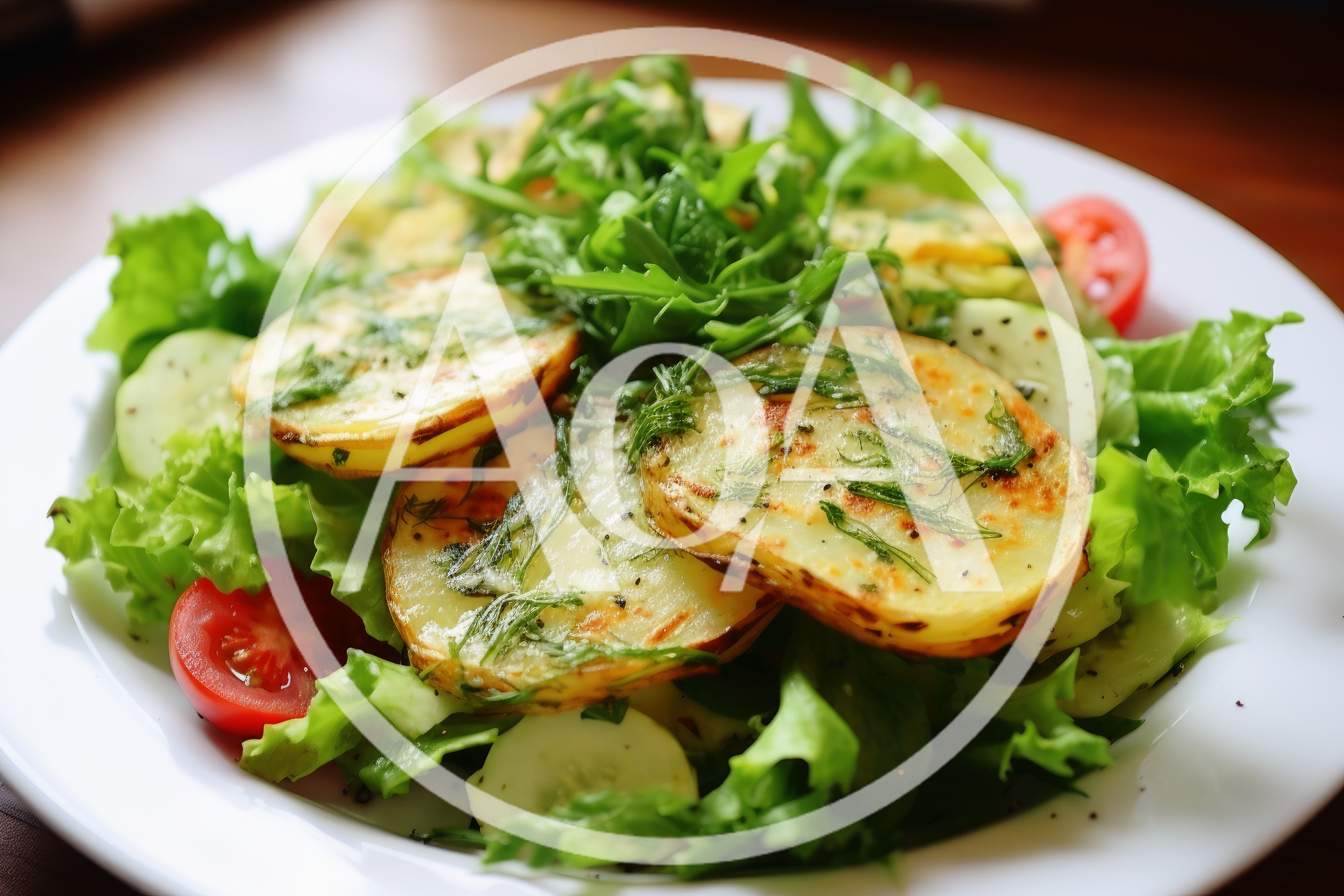 Fresh Salad With Roasted Potato Slices