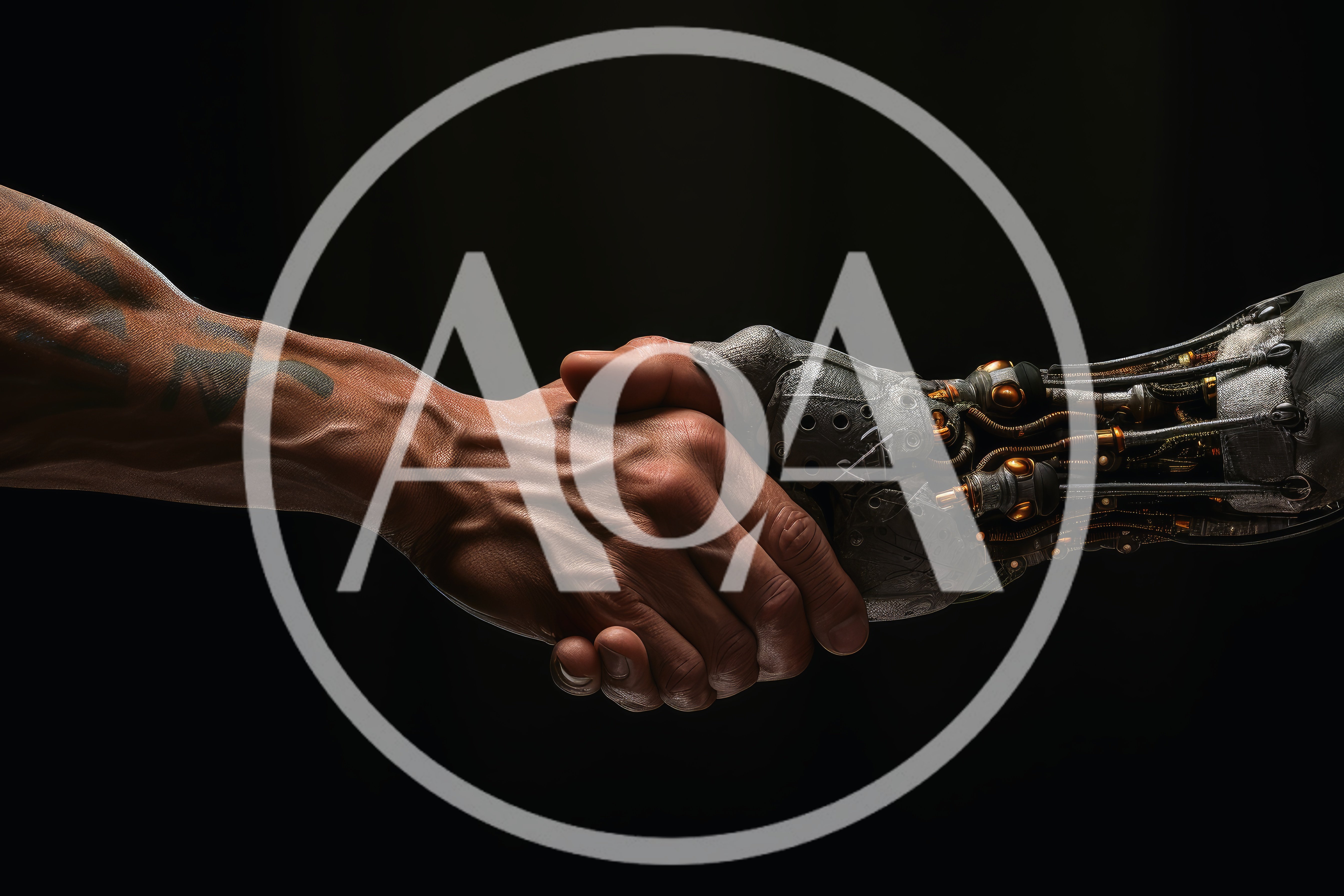 Human Hand Shaking Hands With Robotic Arm