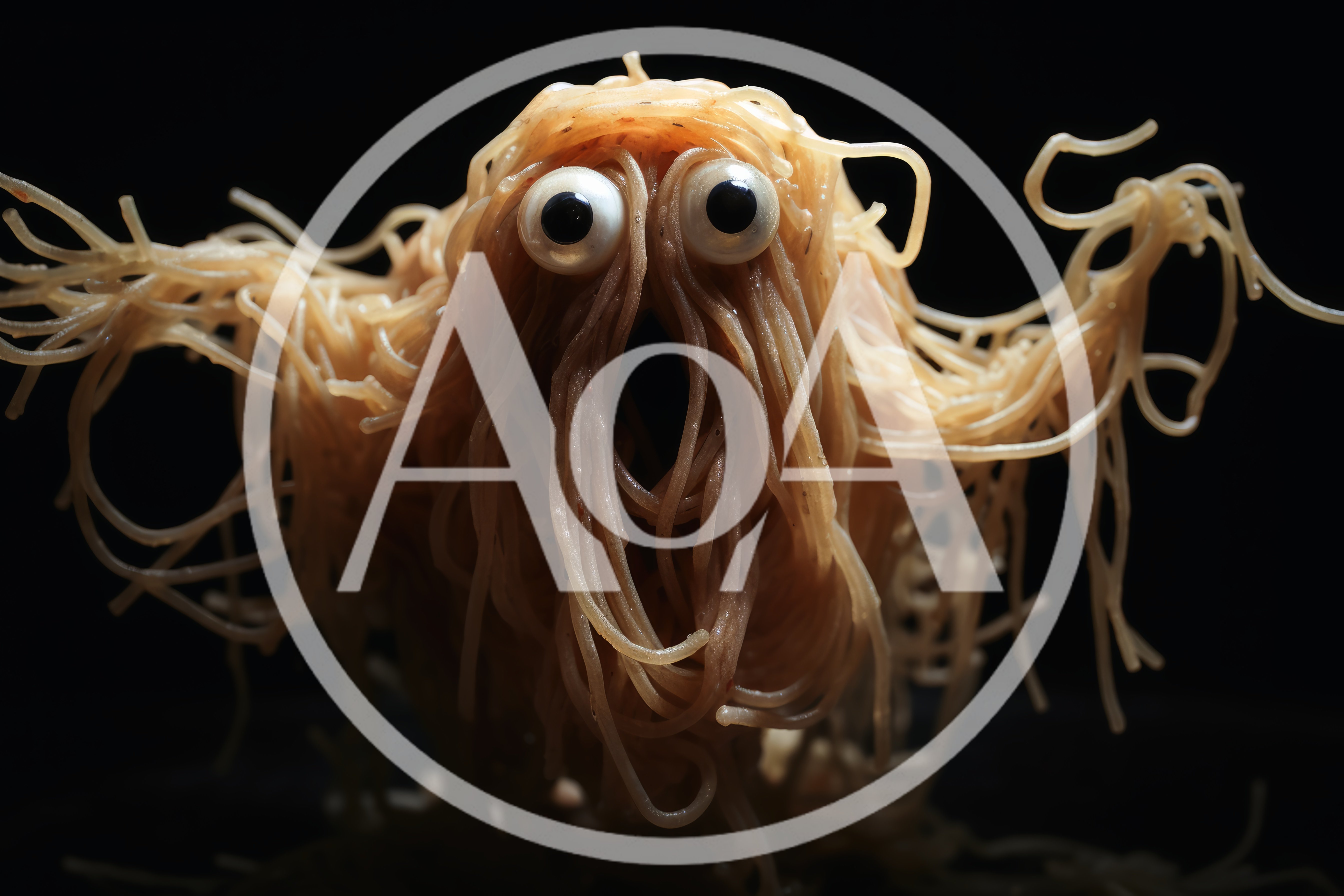Spaghetti Monster Character Made Of Pasta Noodles