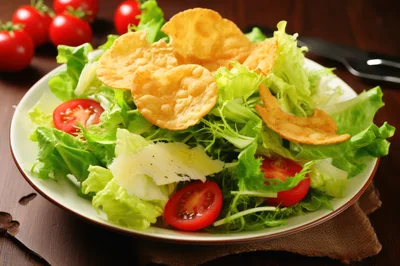 Fresh Green Salad With Crispy Tortilla Chips