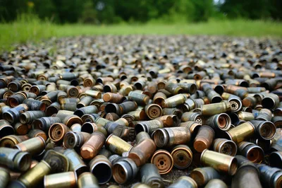 Large Pile Of Spent Military Shell Casings