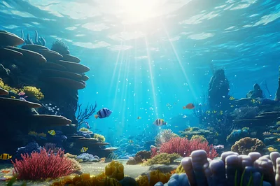 Vibrant Coral Reef Ecosystem With Tropical Fish