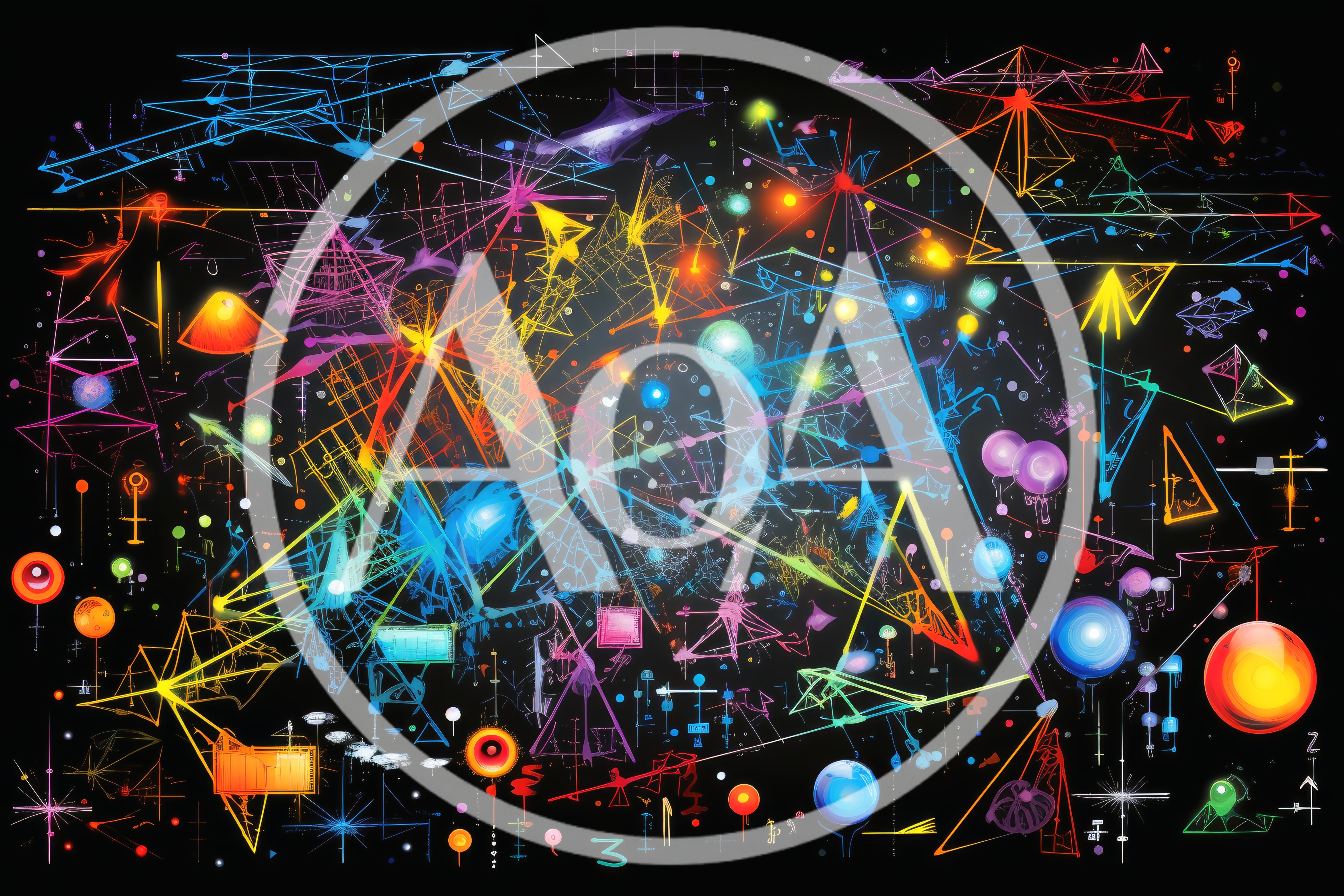Abstract Digital Network Visualization With Glowing Geometric Nodes