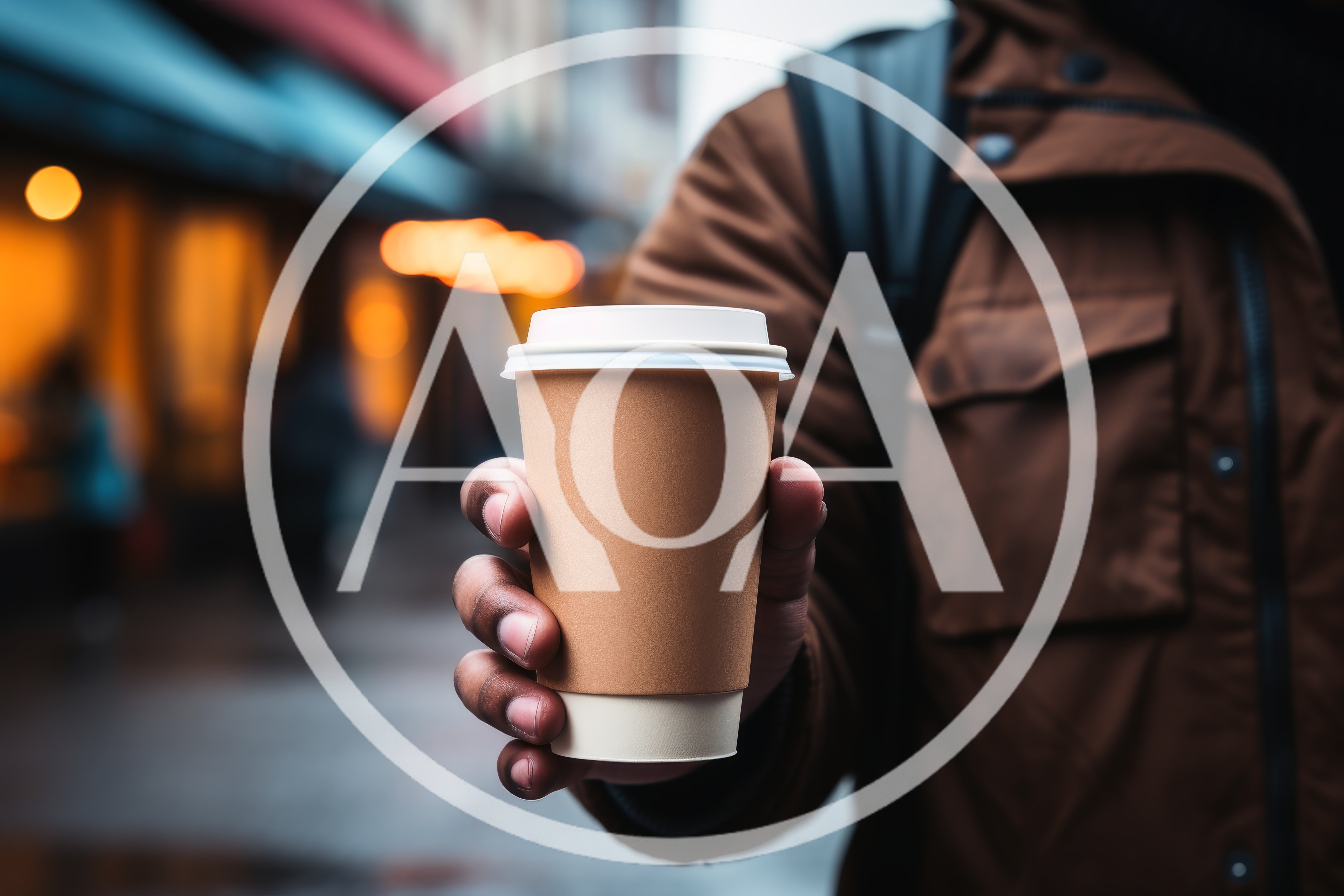 Person Holding A Disposable Coffee Cup On City Street