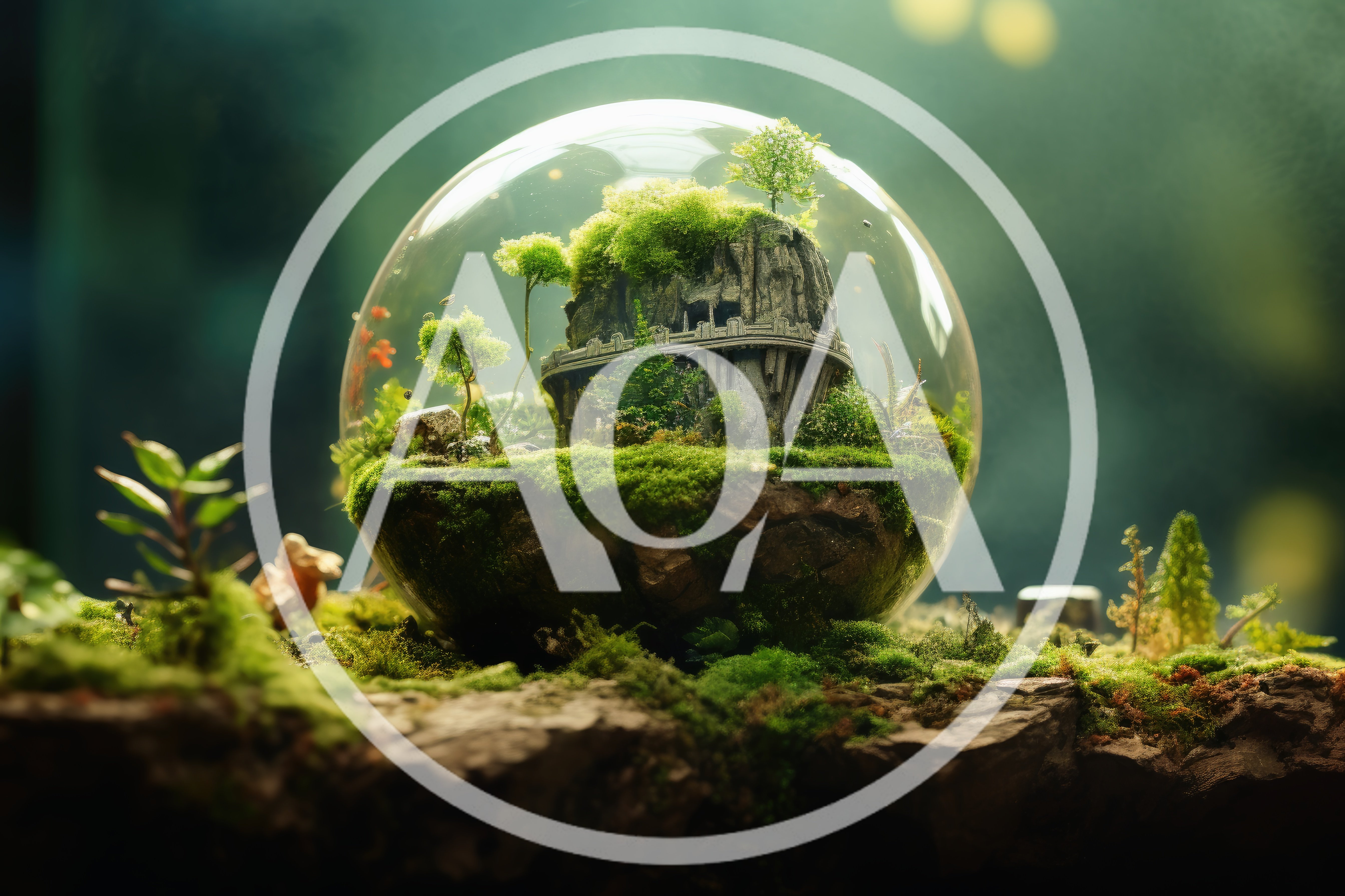 Miniature Fantasy Landscape Inside A Glass Terrarium Sphere