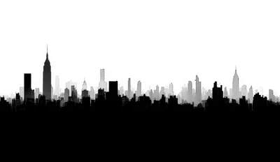 Black and White Silhouette of New York City Skyline