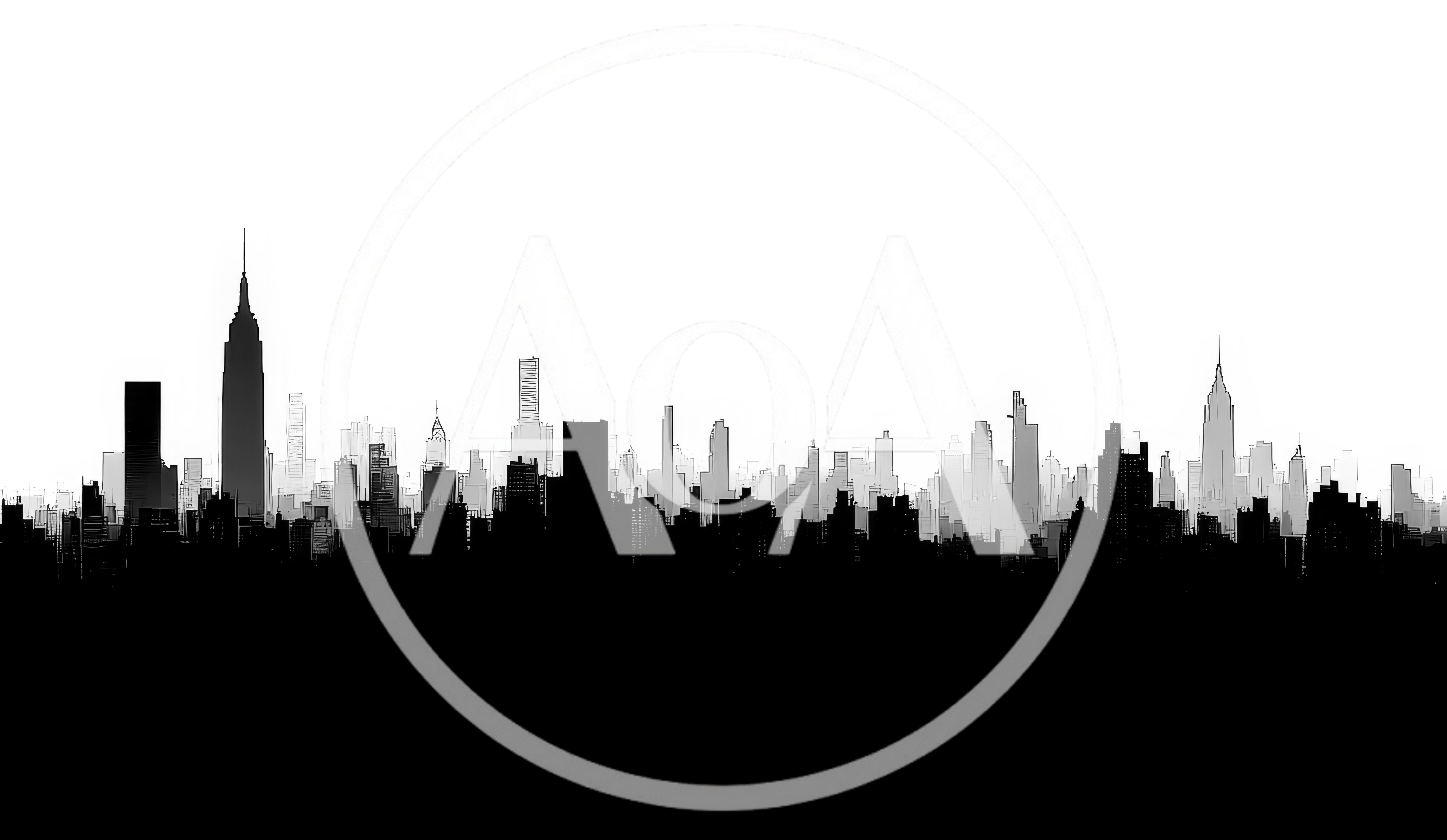 Black and White Silhouette of New York City Skyline