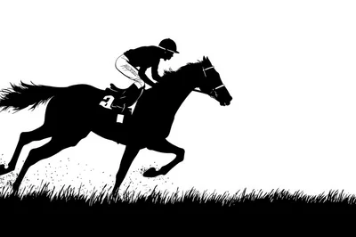 Silhouette Of A Jockey Riding A Racing Horse