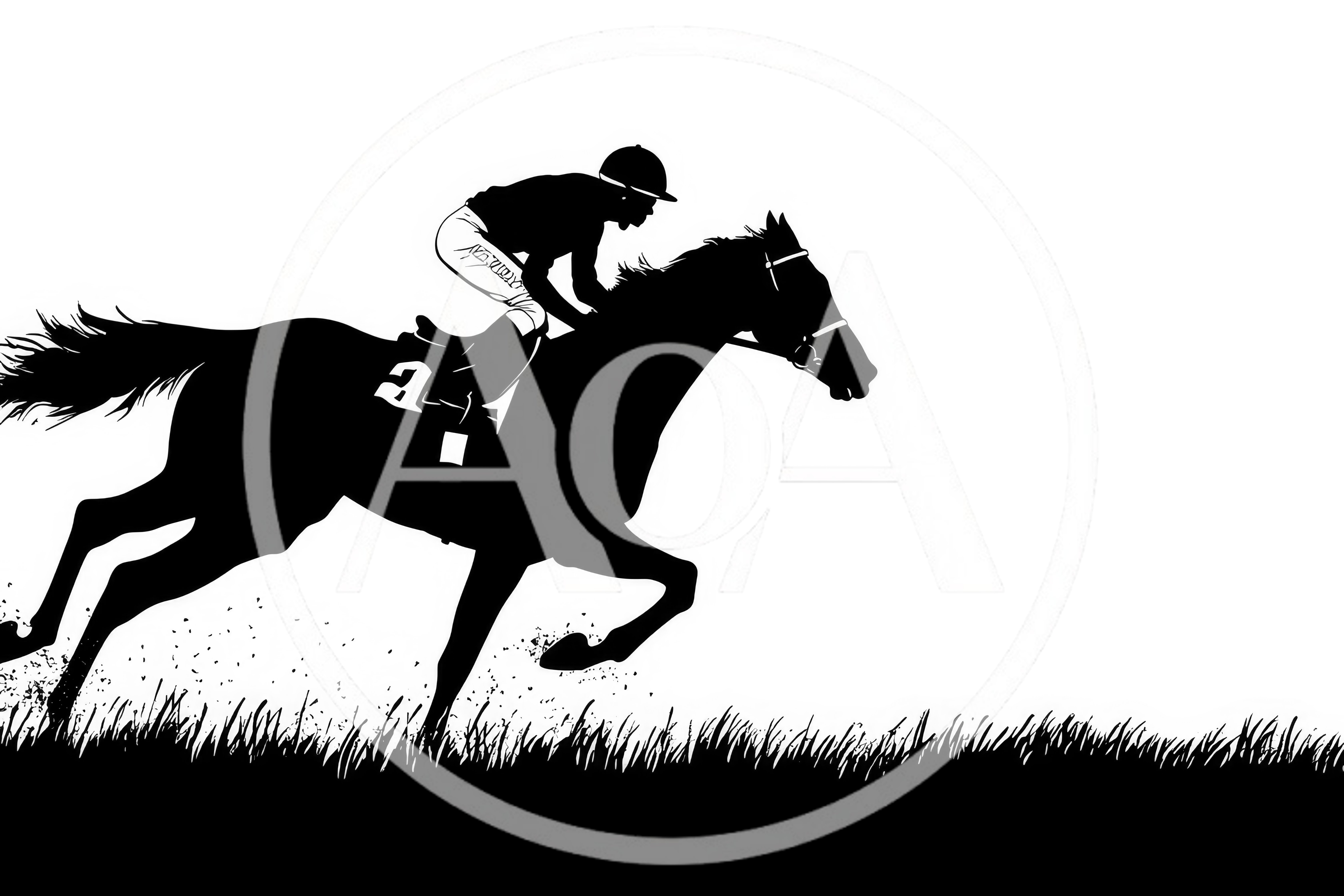 Silhouette Of A Jockey Riding A Racing Horse