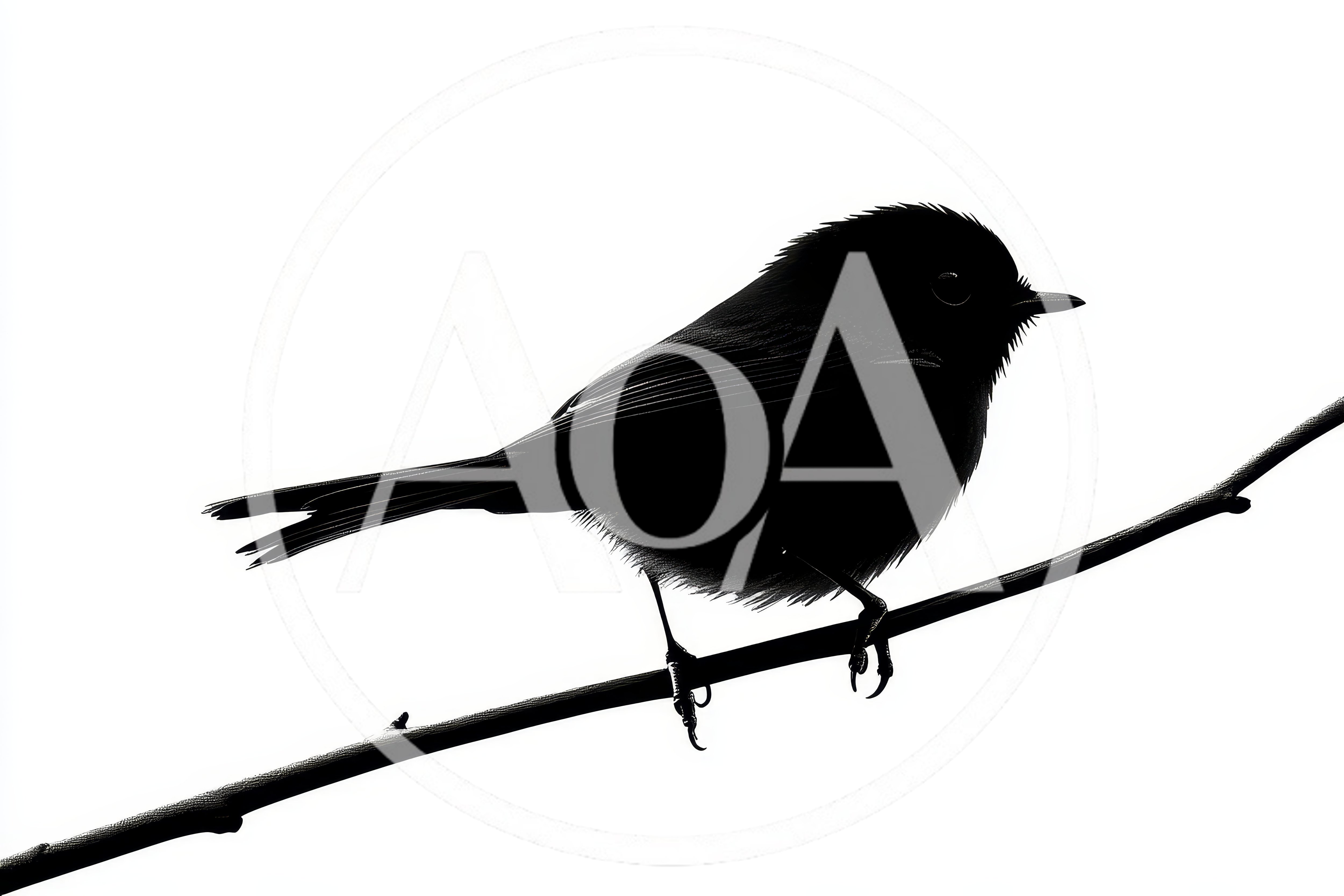 Silhouette Of A Small Bird Perched On A Branch