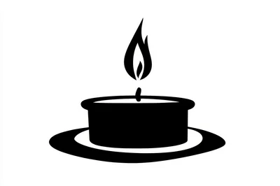 Minimalist Black Silhouette Icon Of A Lit Candle