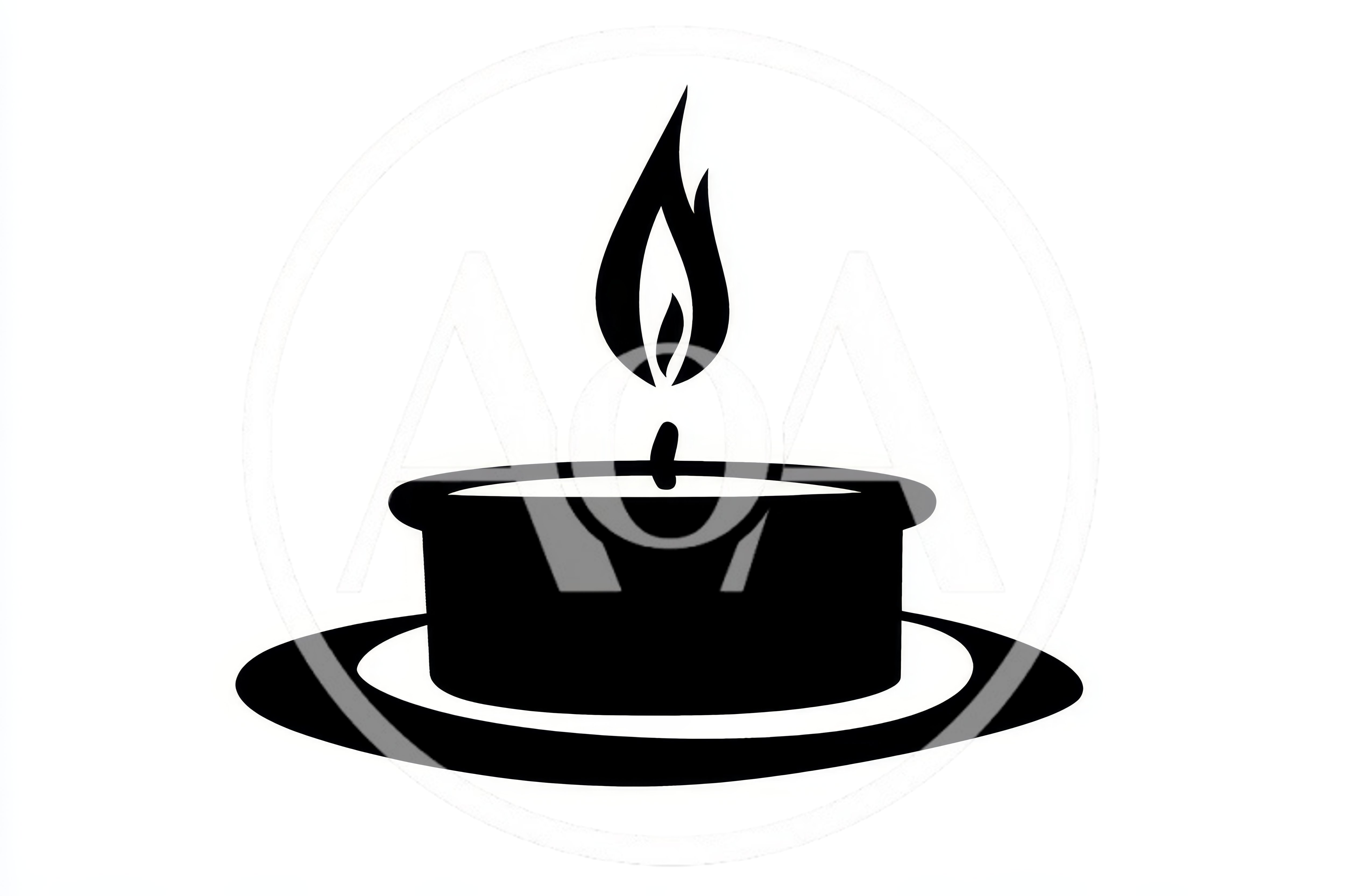 Minimalist Black Silhouette Icon Of A Lit Candle