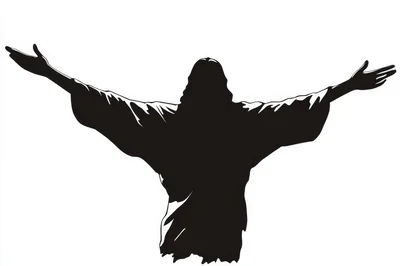 Silhouette Of Jesus Christ With Arms Outstretched