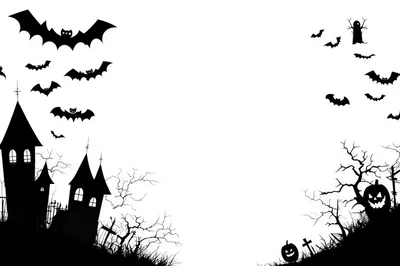 Halloween Haunted House Silhouette Background