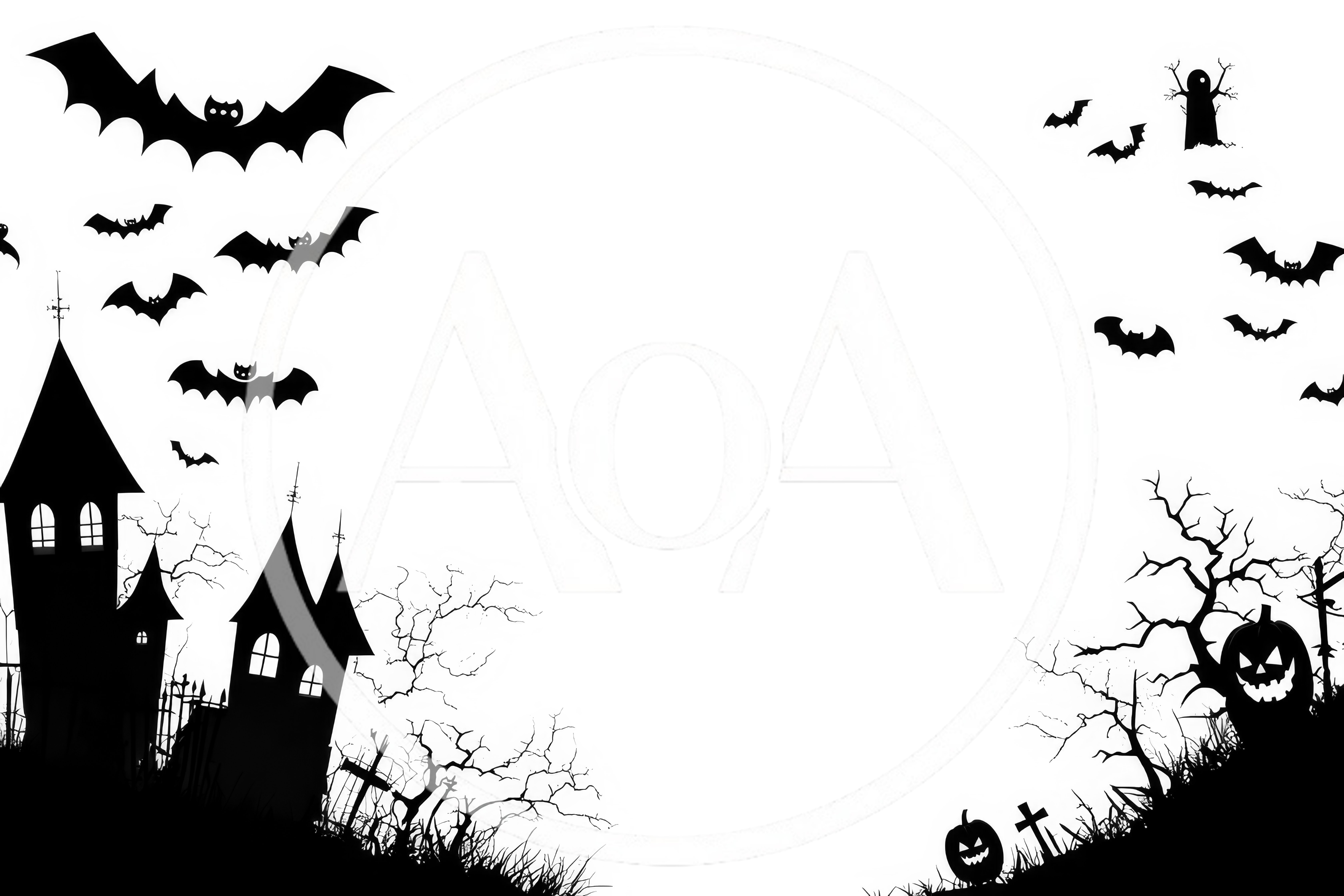 Halloween Haunted House Silhouette Background