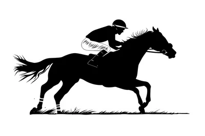 Silhouette Of A Jockey Riding A Racing Horse