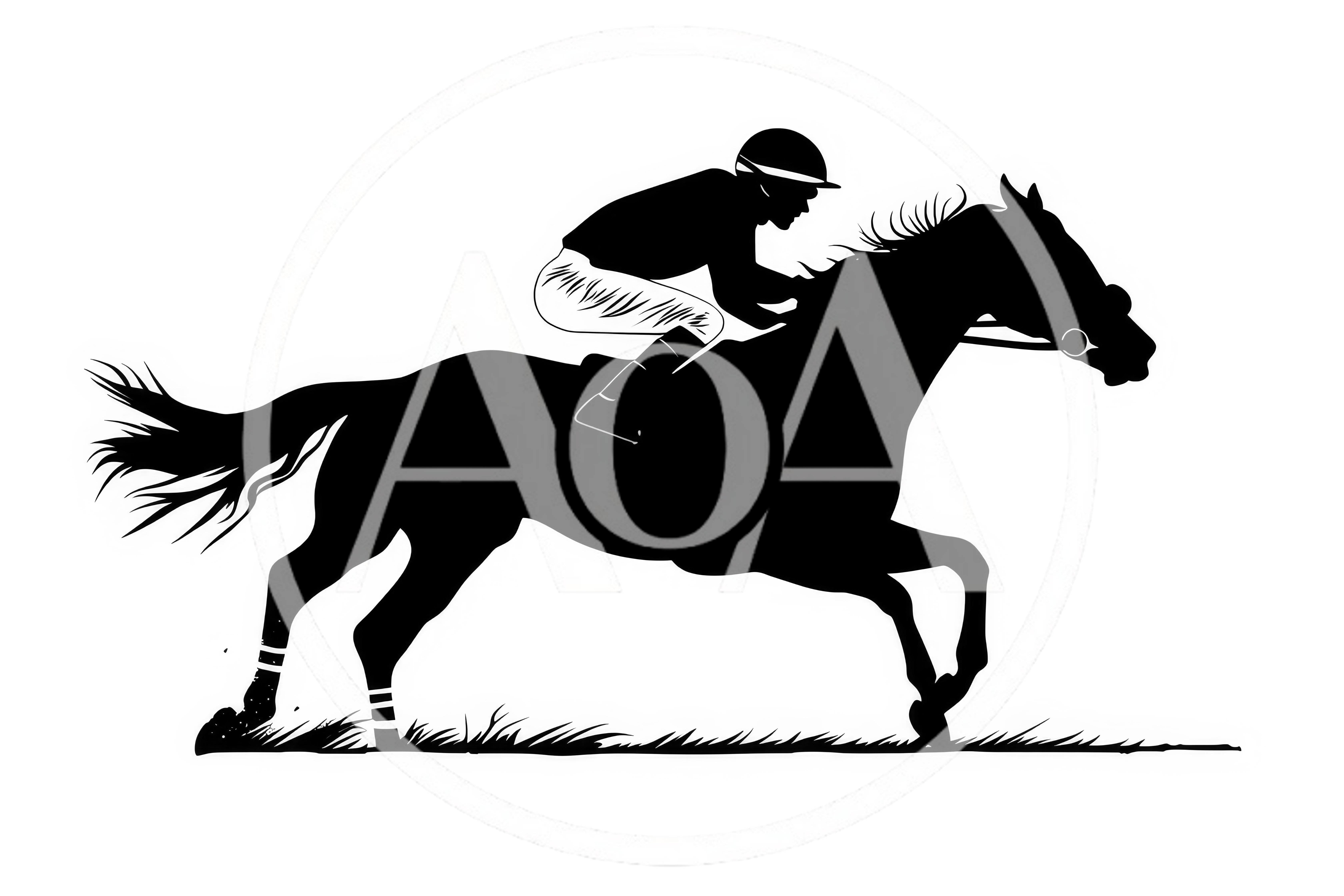 Silhouette Of A Jockey Riding A Racing Horse