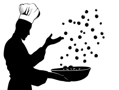 Chef Silhouette Tossing Ingredients Into A Bowl