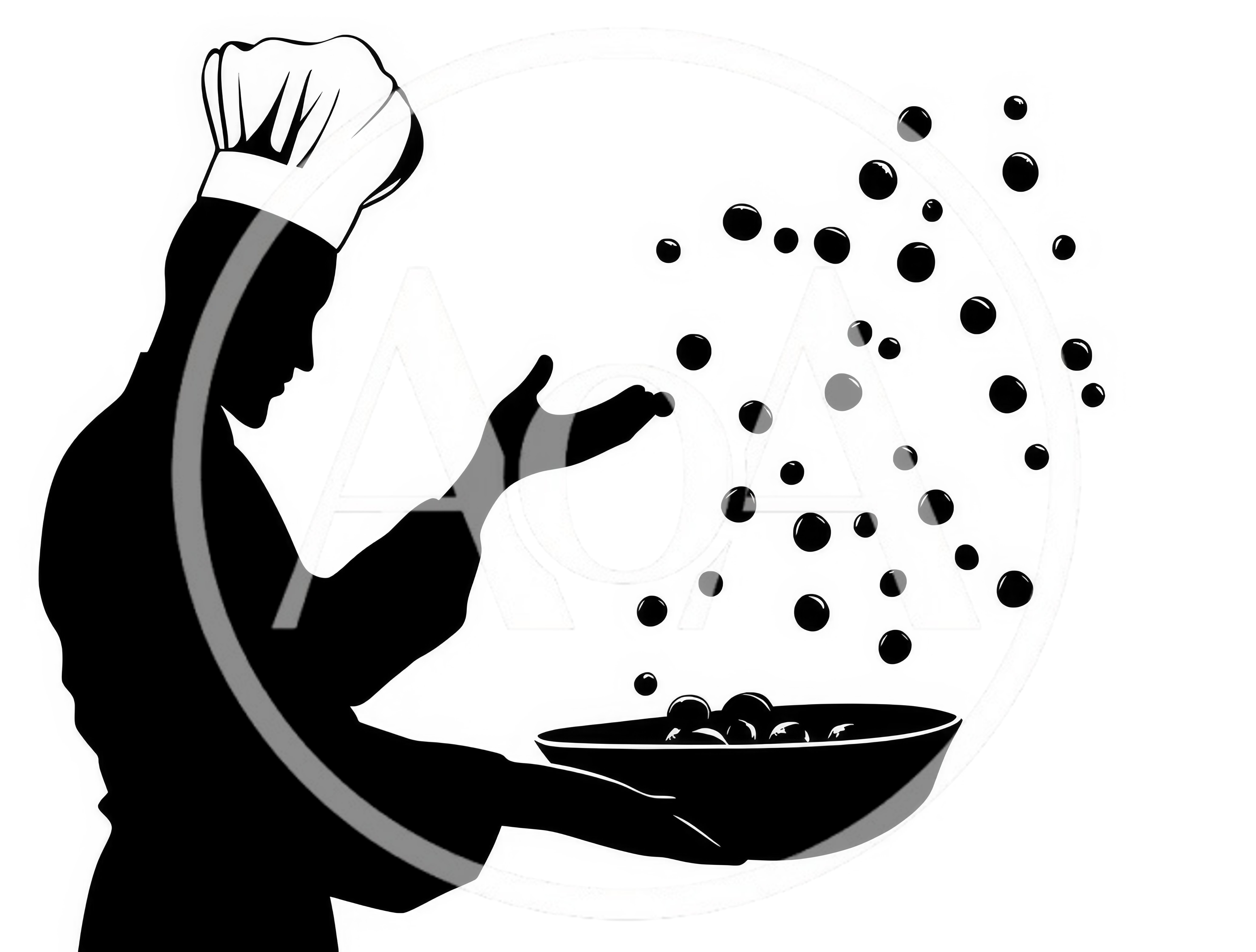 Chef Silhouette Tossing Ingredients Into A Bowl