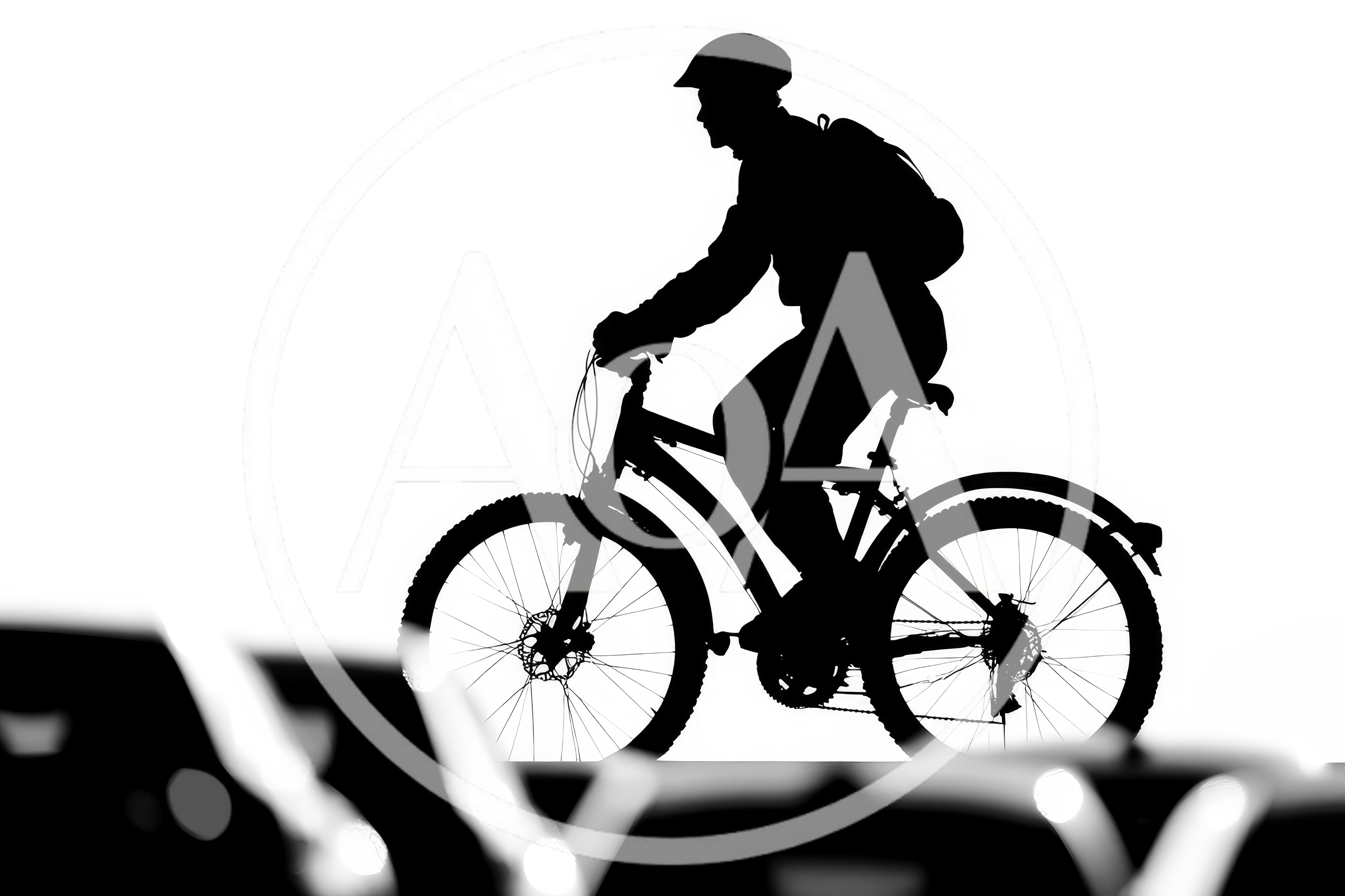 Silhouette Of A Cyclist Riding A Mountain Bike
